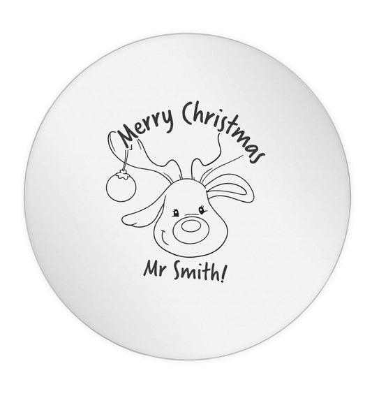 Personalised reindeer teacher merry Christmas 24 @ 45mm matt circle stickers