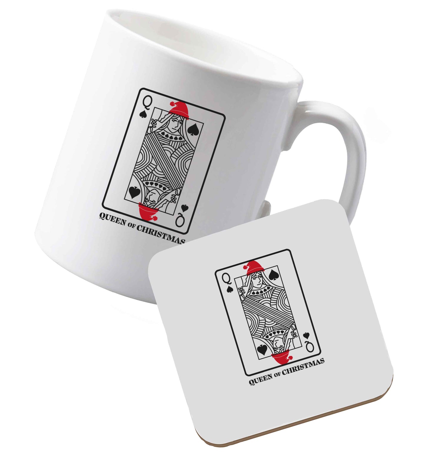 10 oz Ceramic mug and coaster Queen of christmas both sides