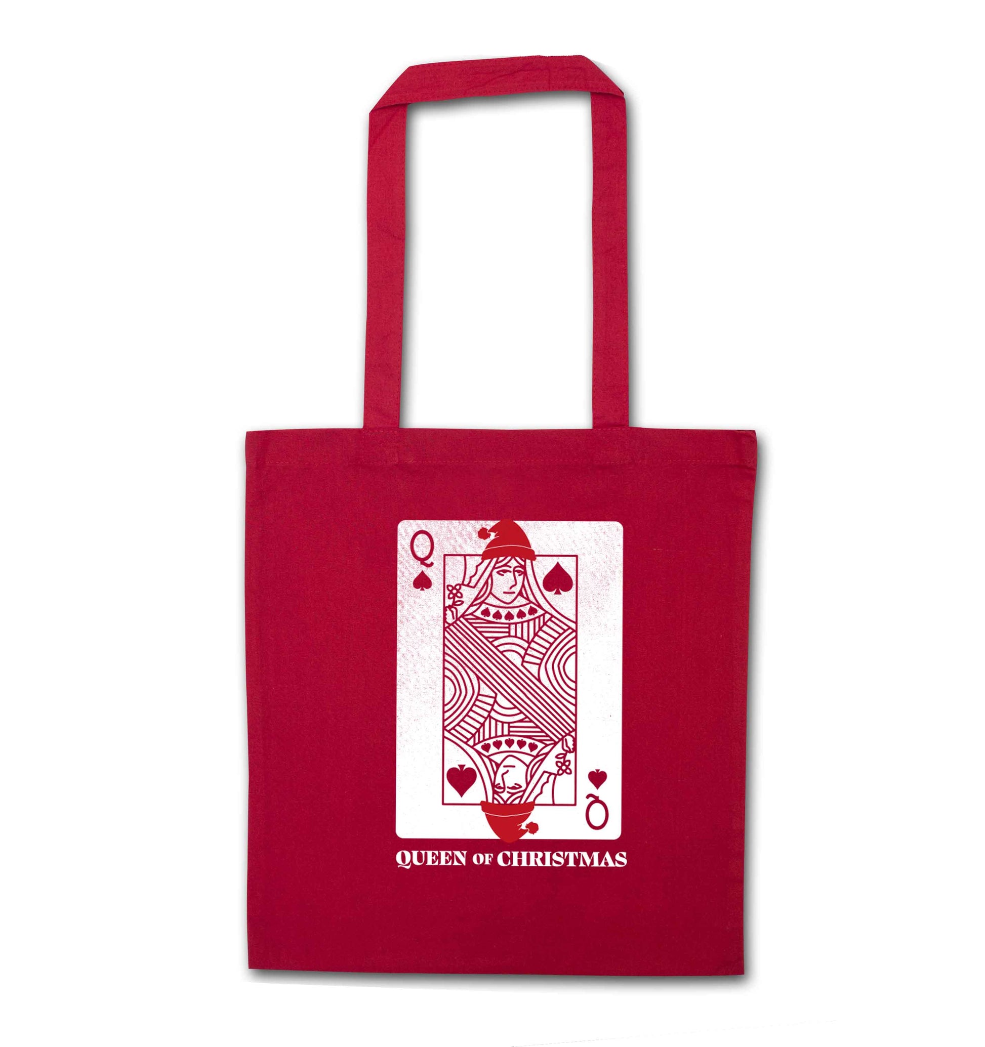 Queen of christmas red tote bag