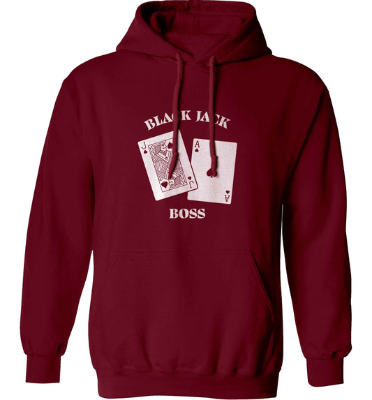 Blackjack boss adults unisex maroon hoodie 2XL
