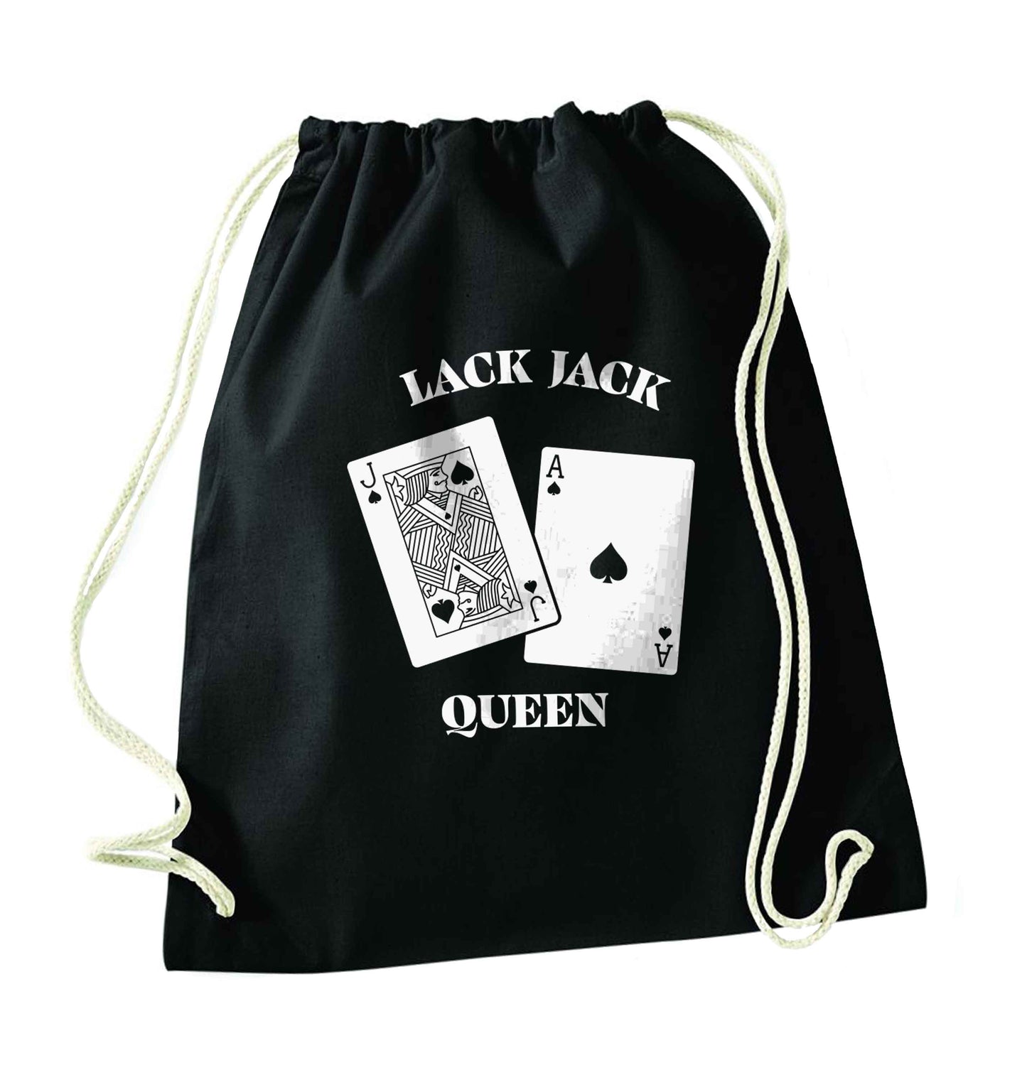 Blackjack queen black drawstring bag