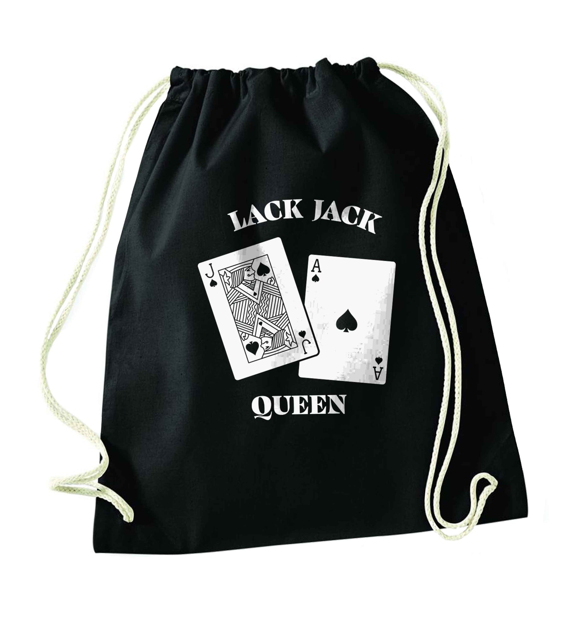 Blackjack queen black drawstring bag