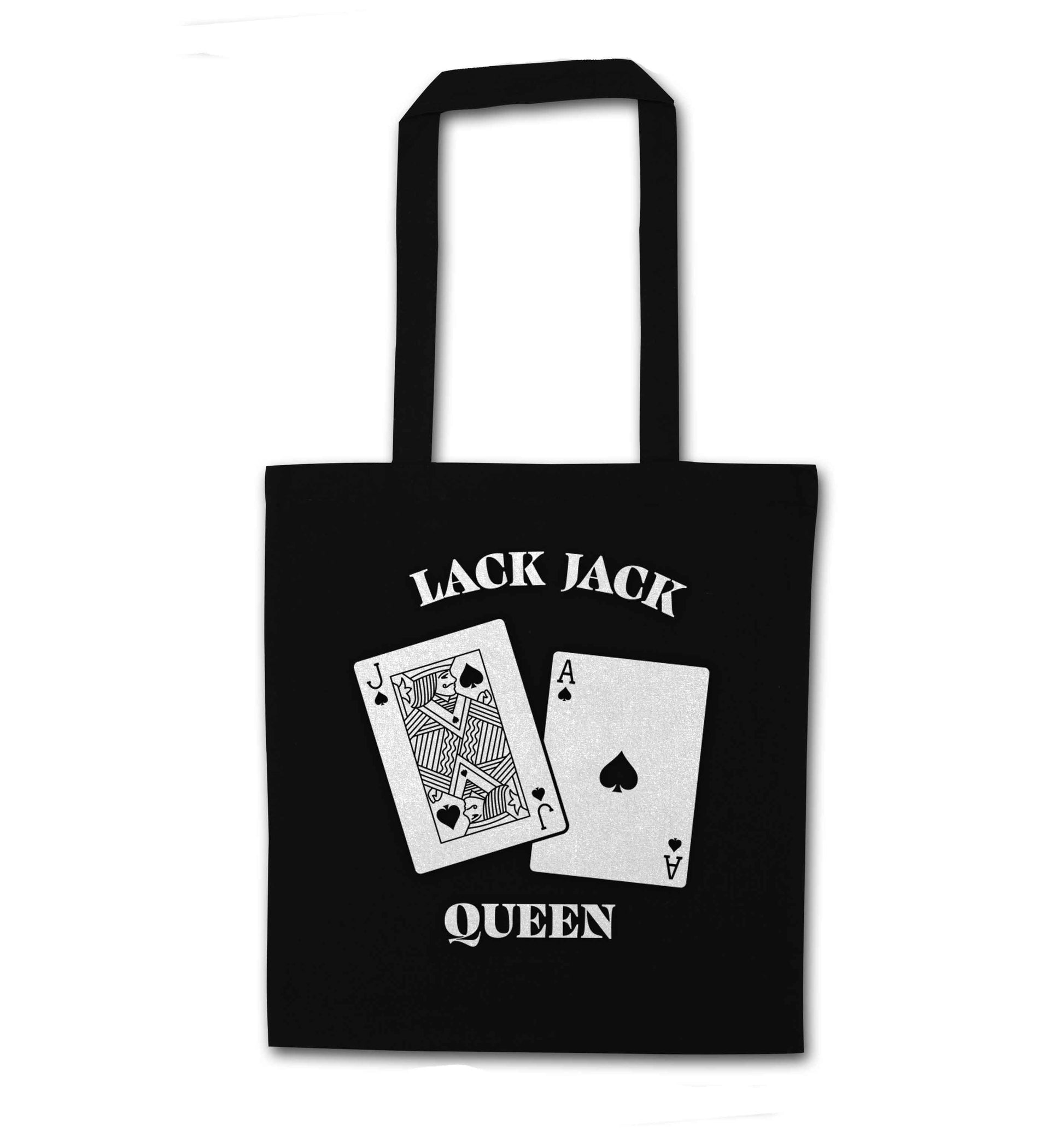 Blackjack queen black tote bag