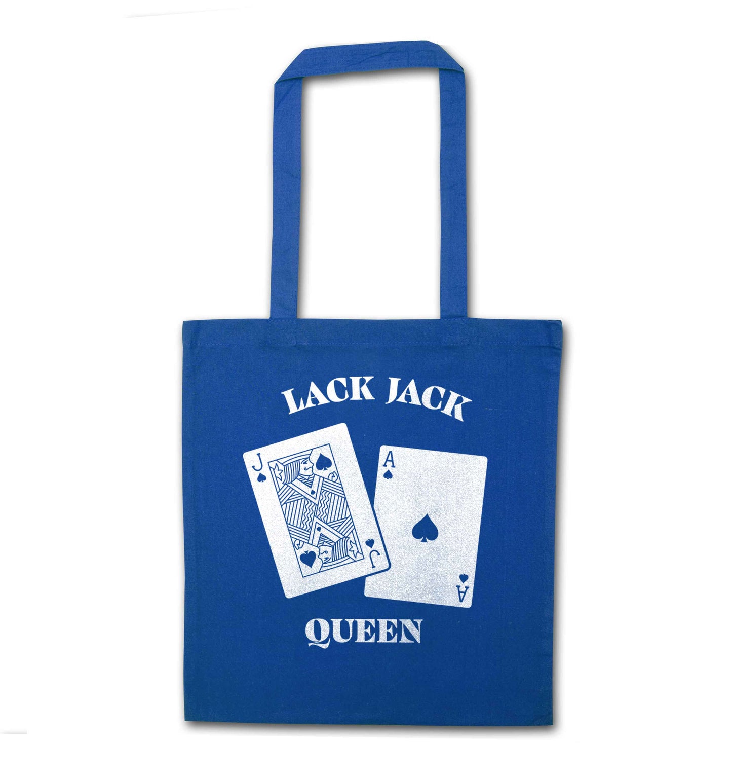 Blackjack queen blue tote bag