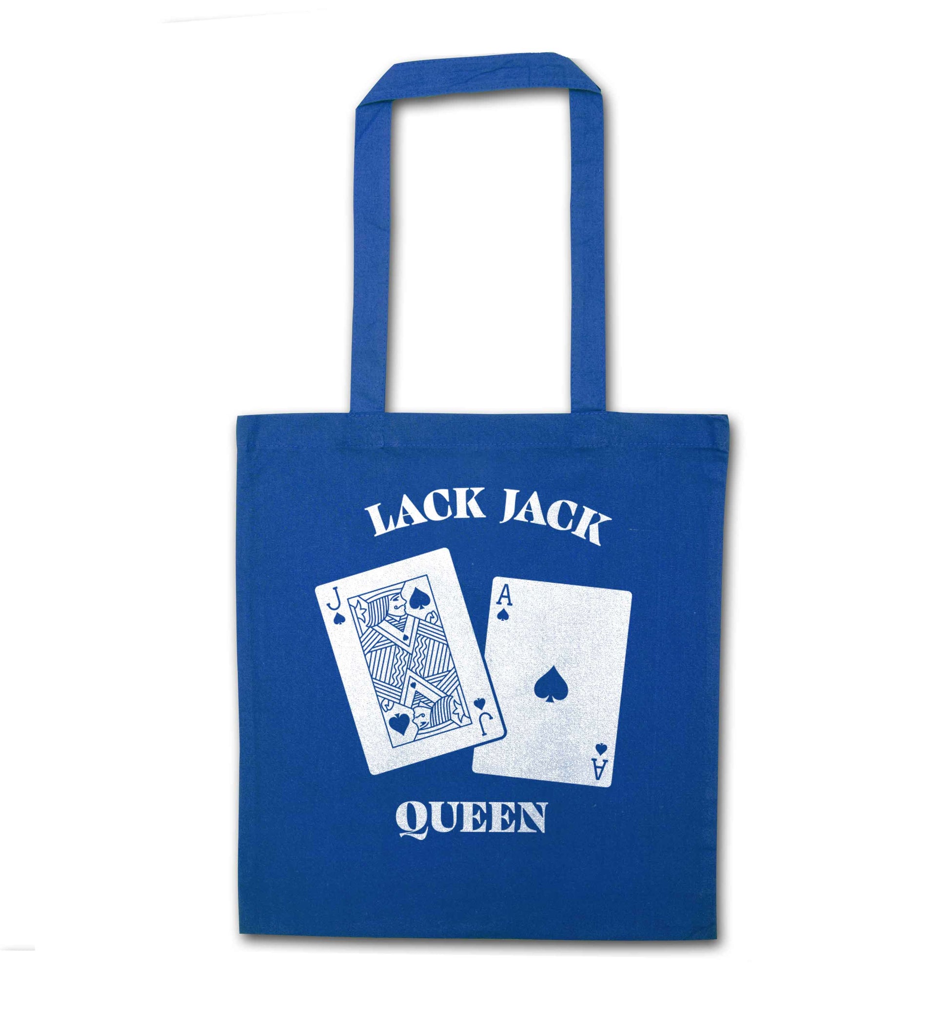 Blackjack queen blue tote bag