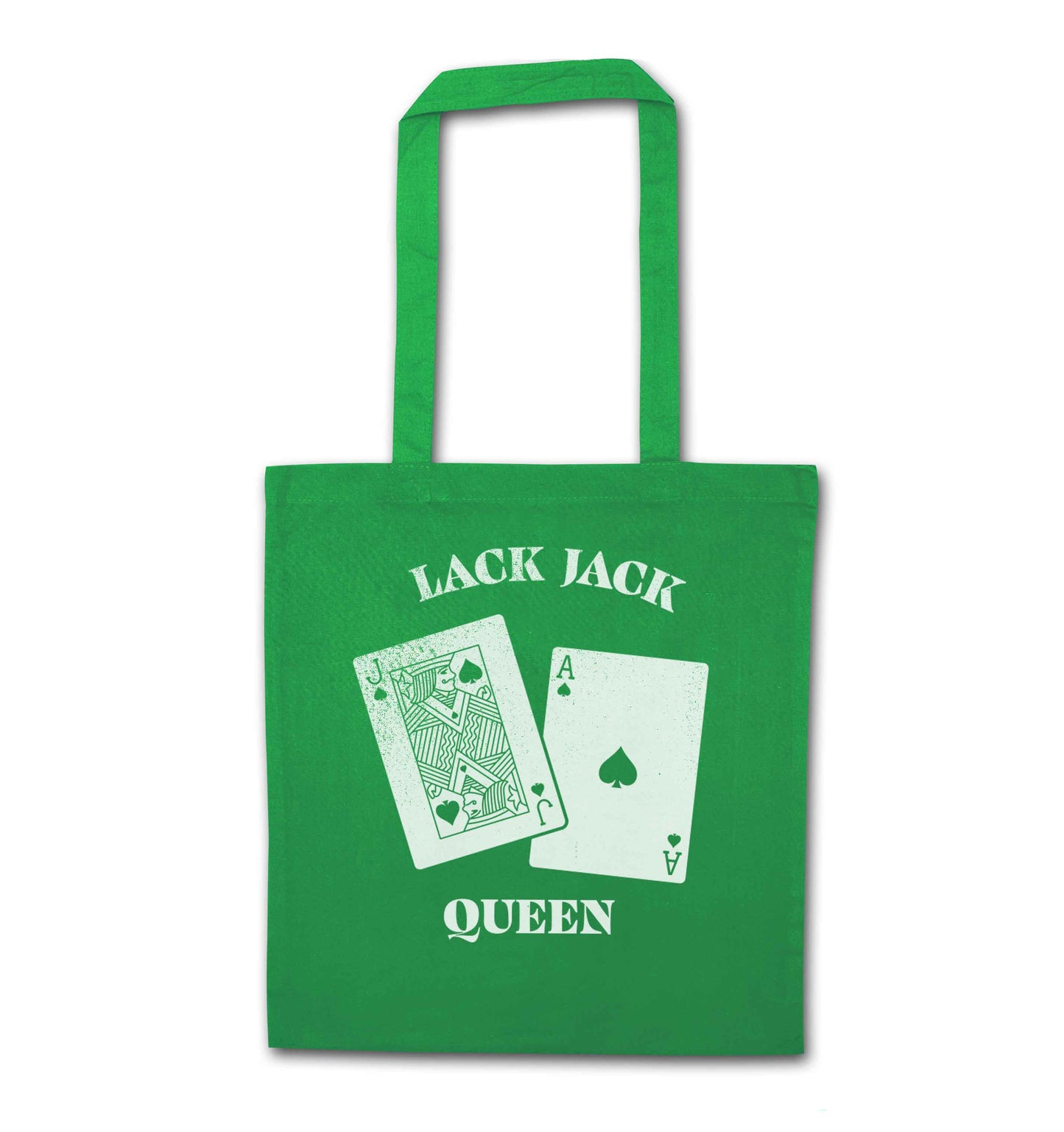 Blackjack queen green tote bag