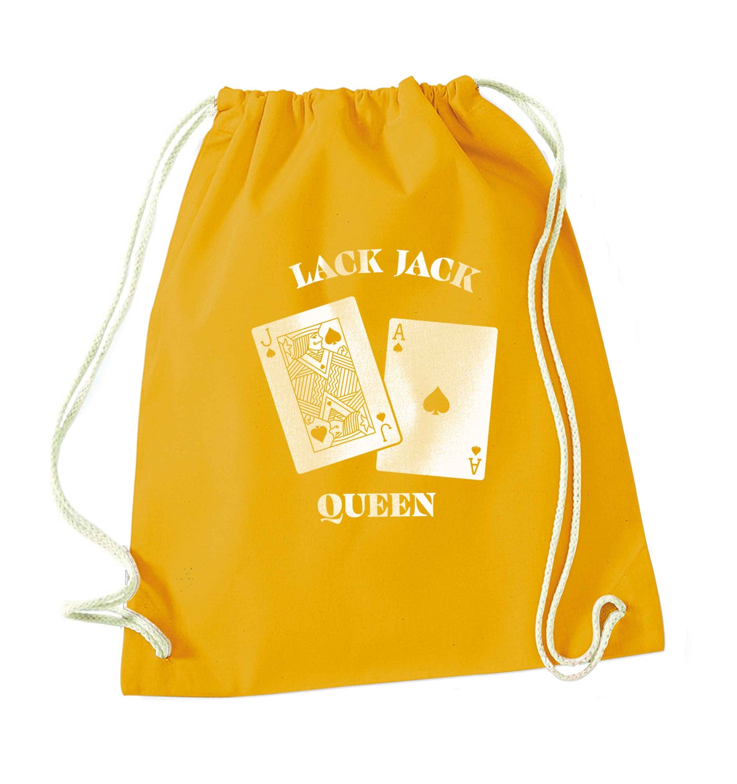 Blackjack queen mustard drawstring bag
