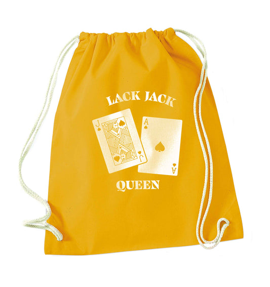 Blackjack queen mustard drawstring bag