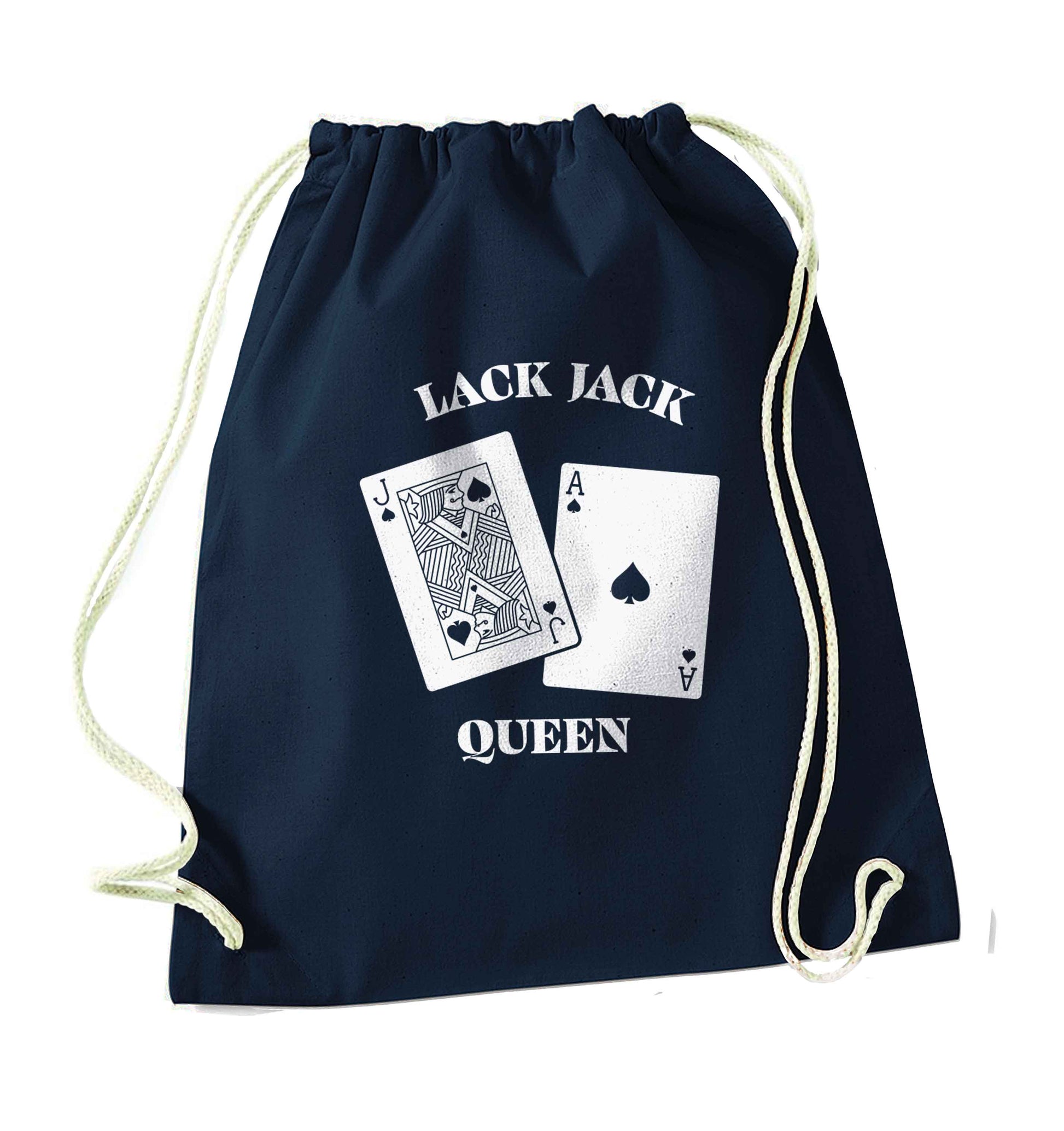 Blackjack queen navy drawstring bag