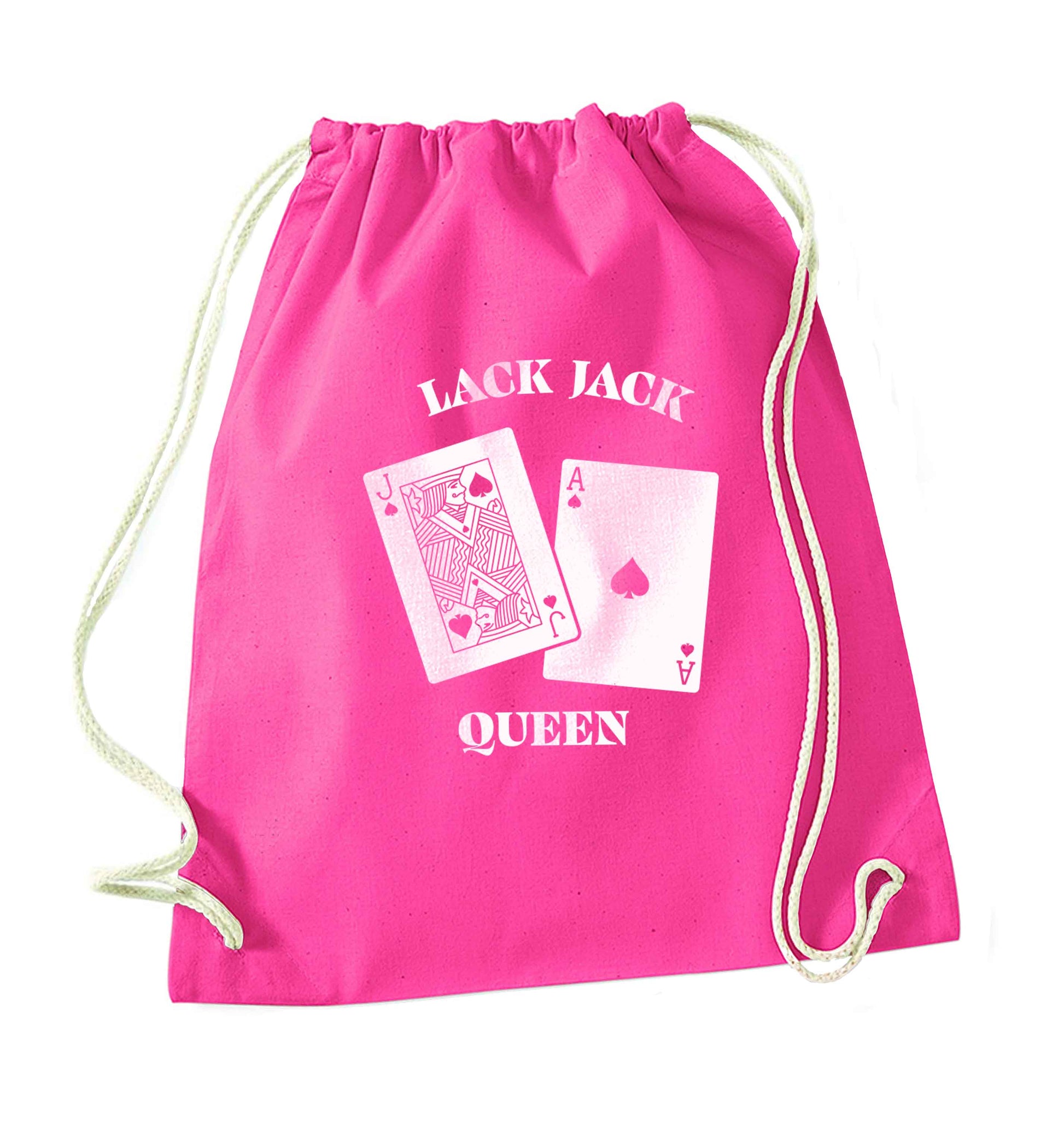 Blackjack queen pink drawstring bag