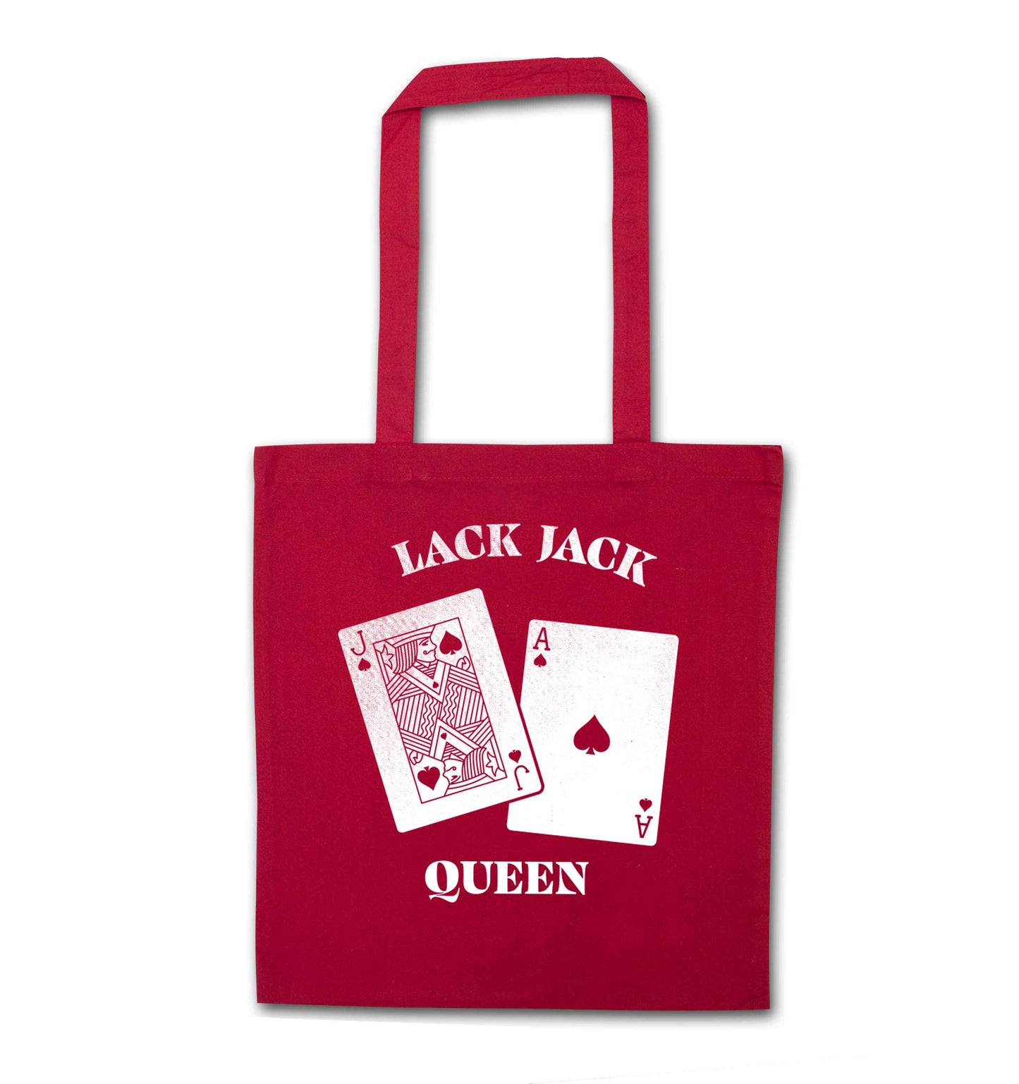 Blackjack queen red tote bag