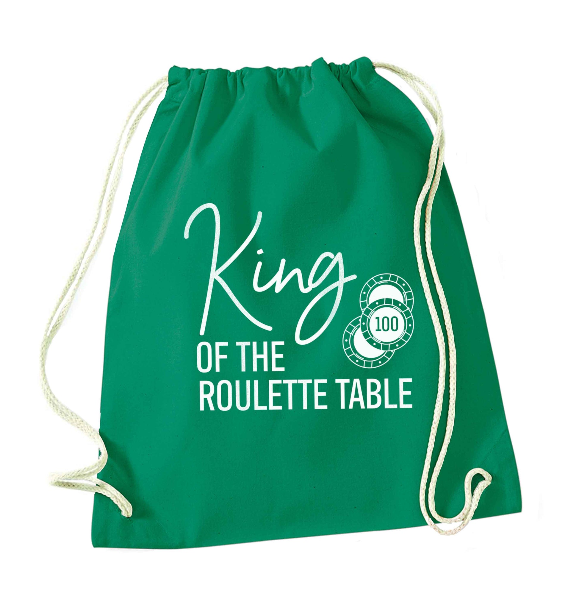King of the roulette table green drawstring bag