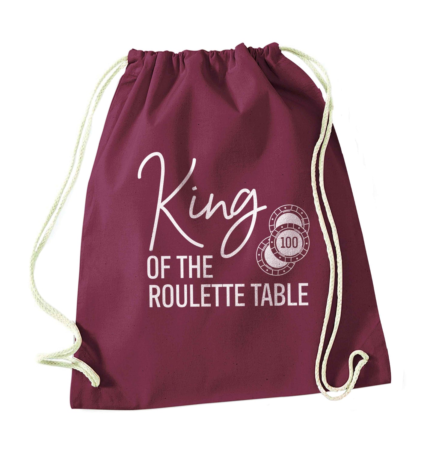 King of the roulette table maroon drawstring bag