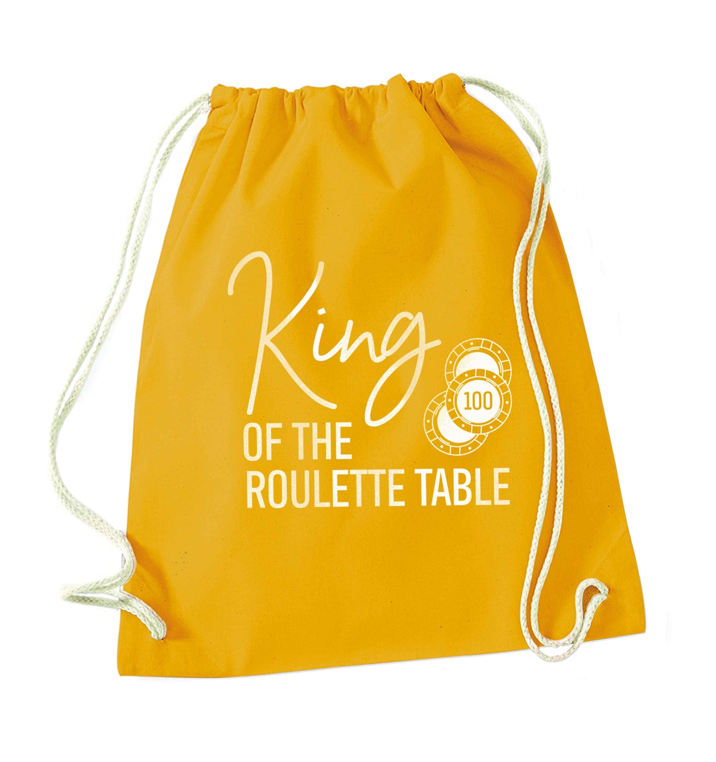 King of the roulette table mustard drawstring bag