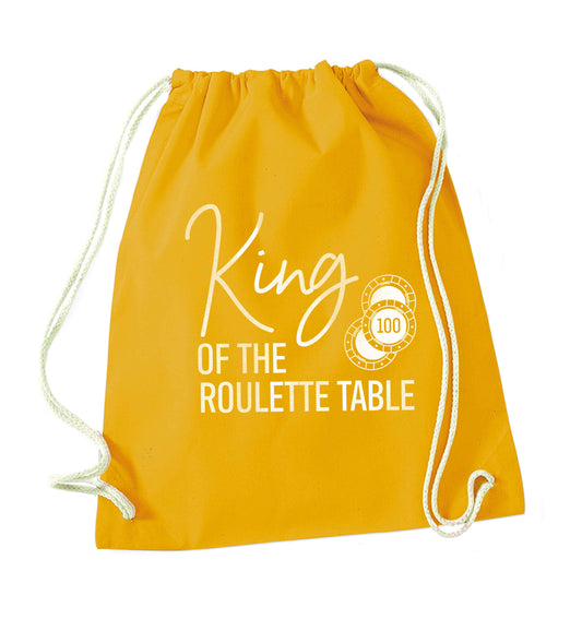 King of the roulette table mustard drawstring bag