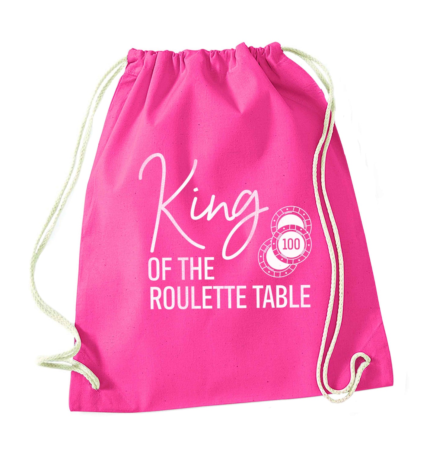 King of the roulette table pink drawstring bag