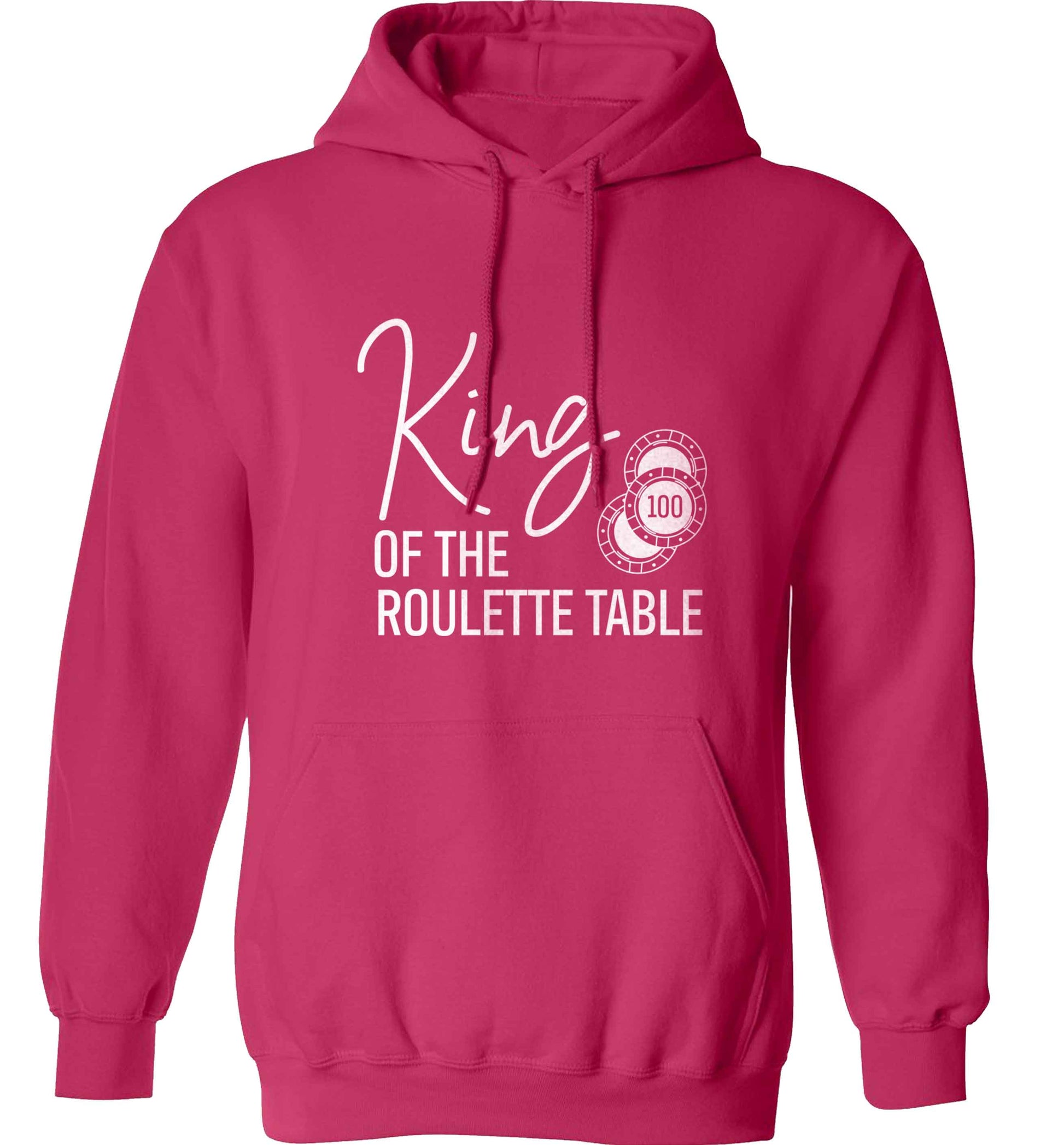 King of the roulette table adults unisex pink hoodie 2XL