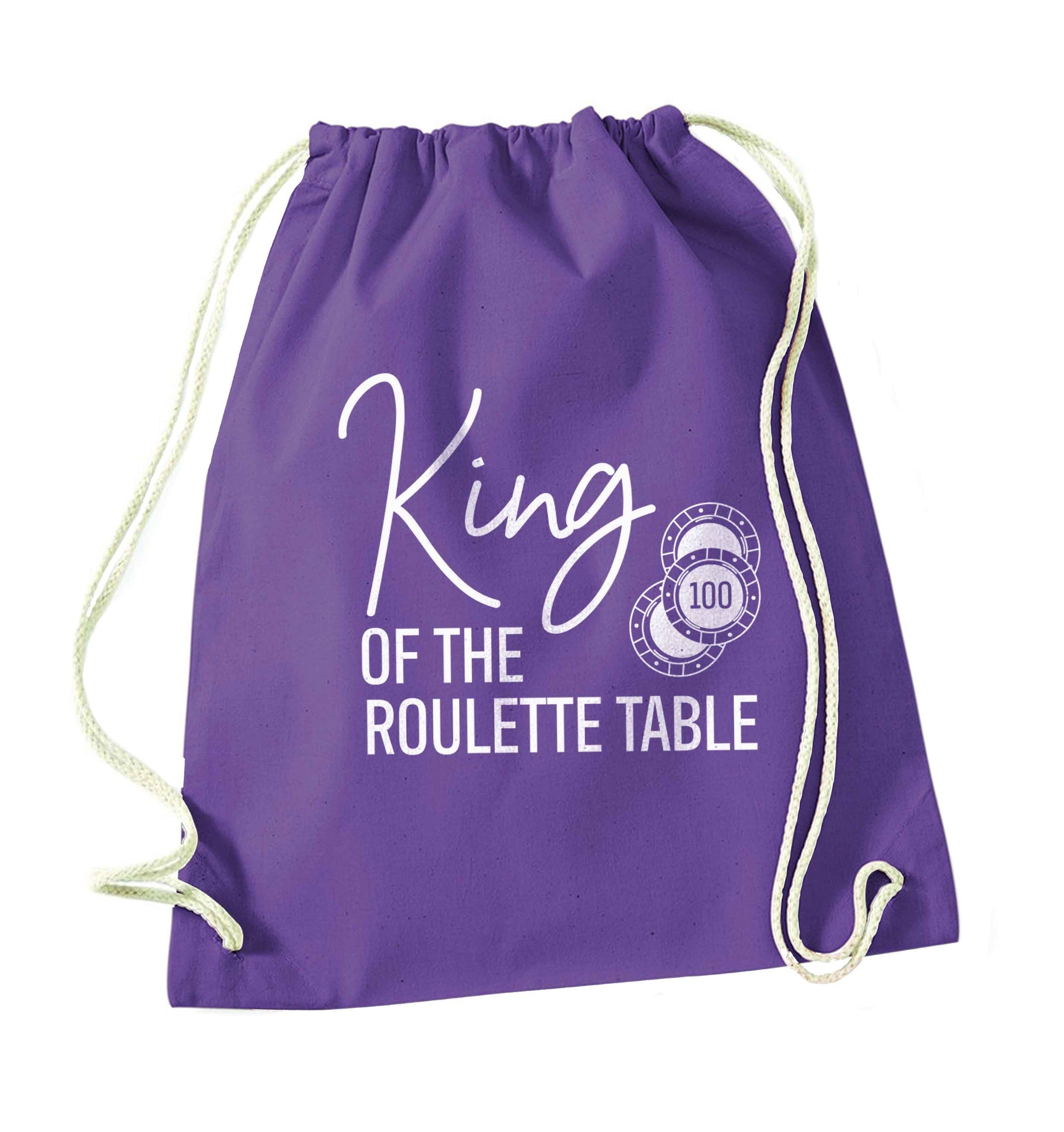 King of the roulette table purple drawstring bag