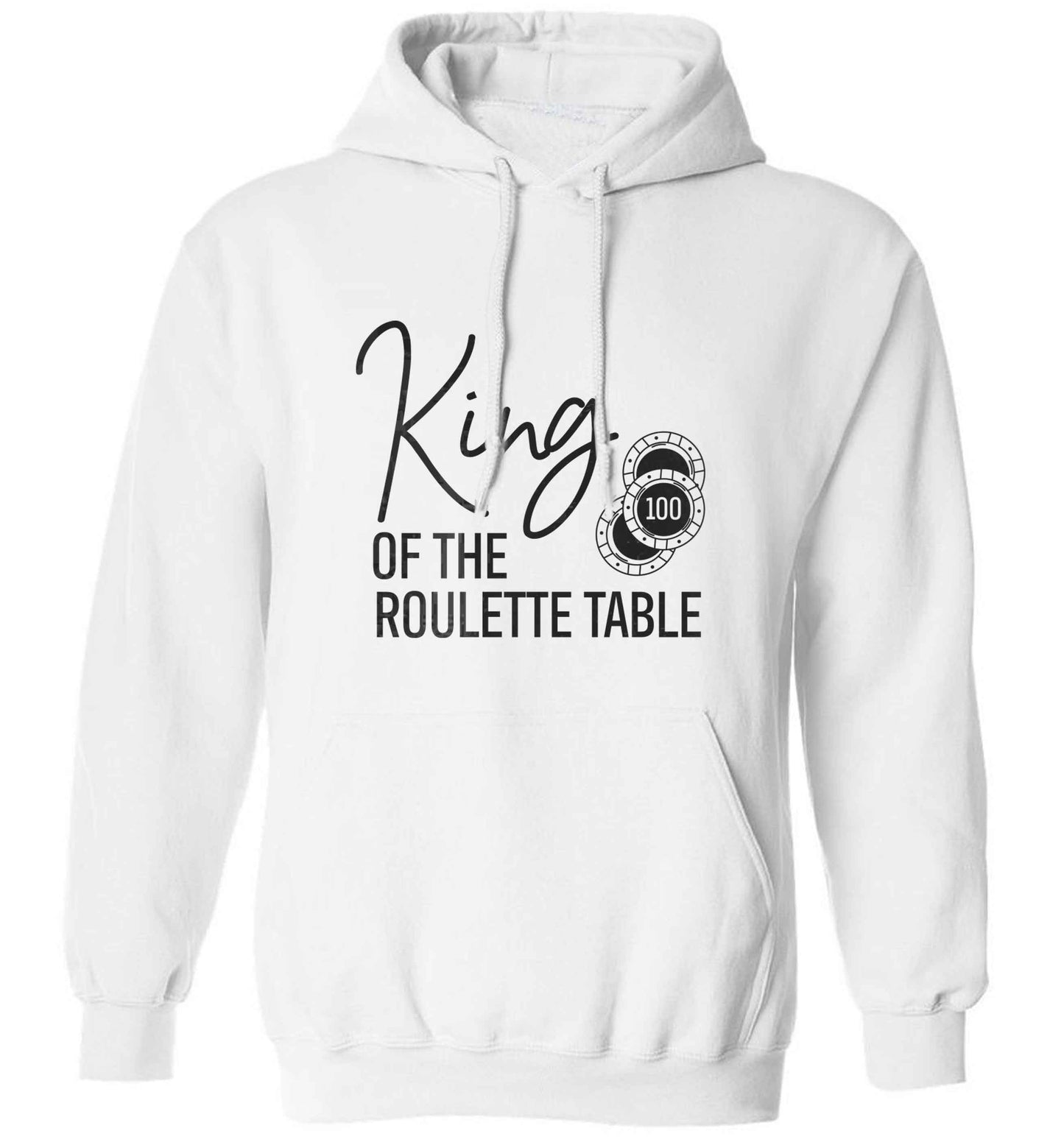 King of the roulette table adults unisex white hoodie 2XL