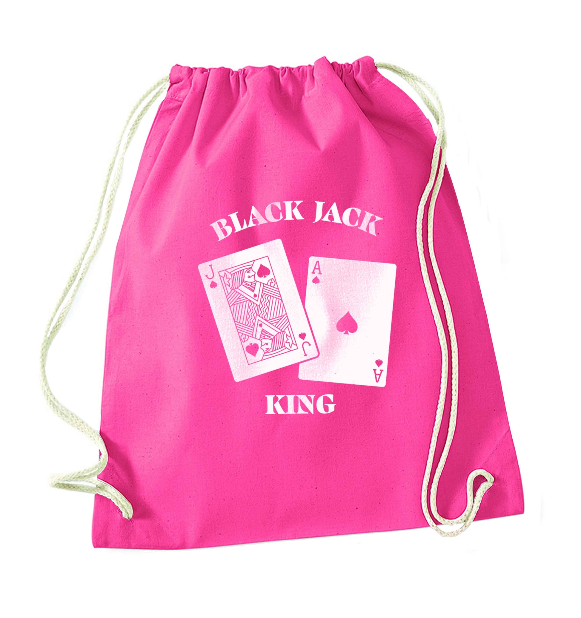 Blackjack king pink drawstring bag
