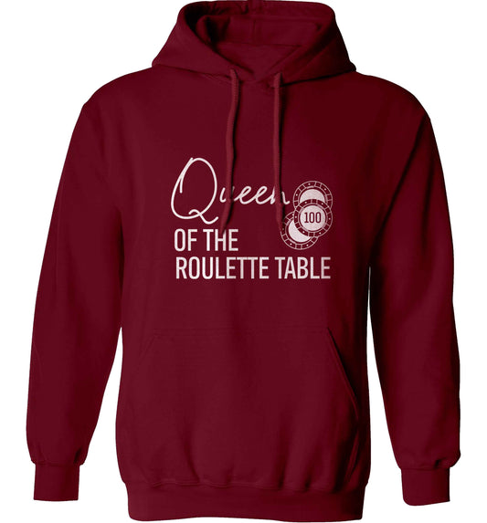 Queen of the roulette table adults unisex maroon hoodie 2XL