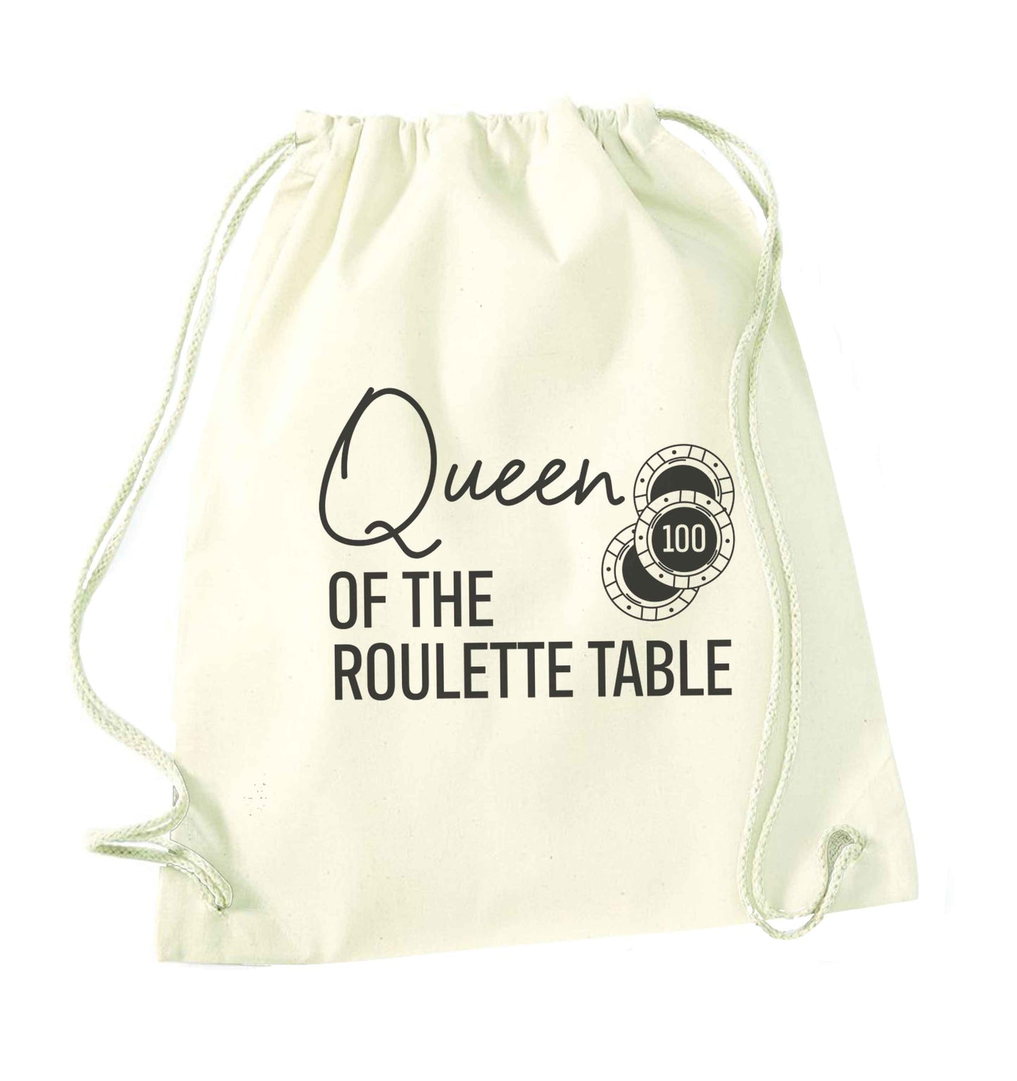 Queen of the roulette table natural drawstring bag