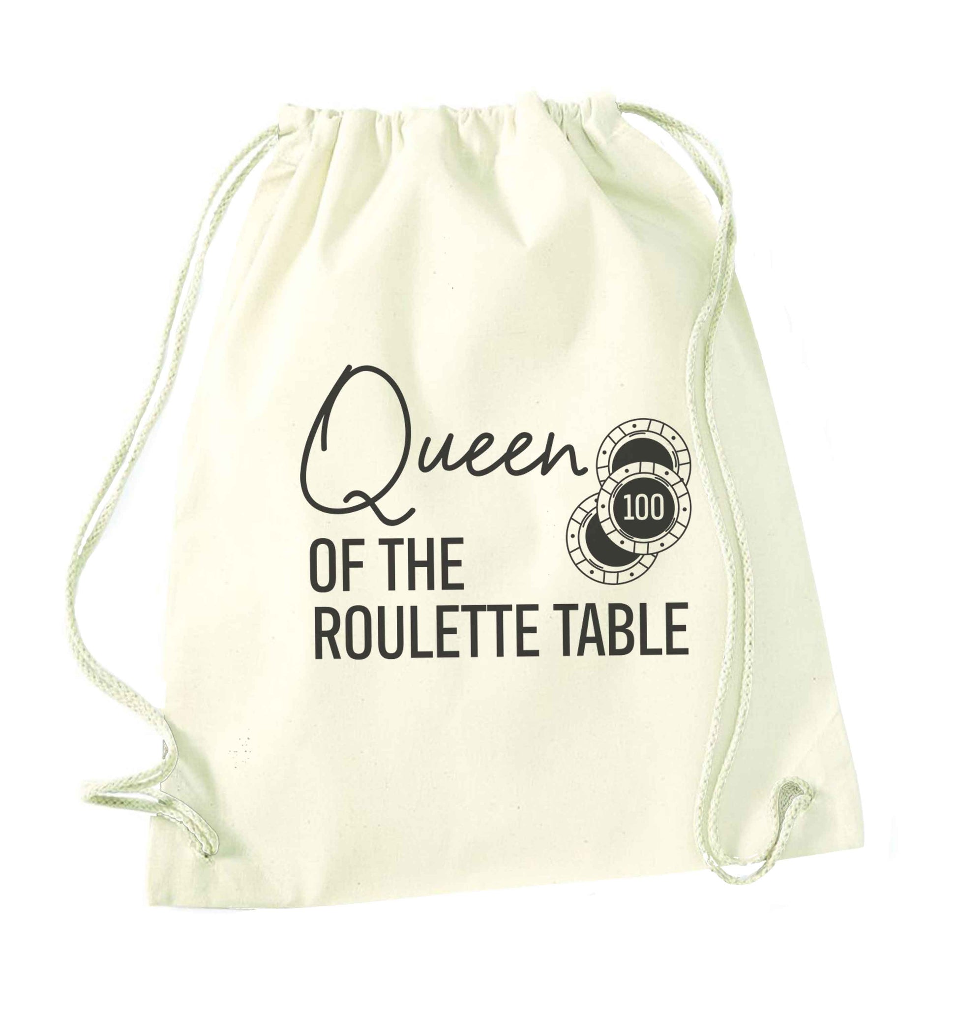 Queen of the roulette table natural drawstring bag
