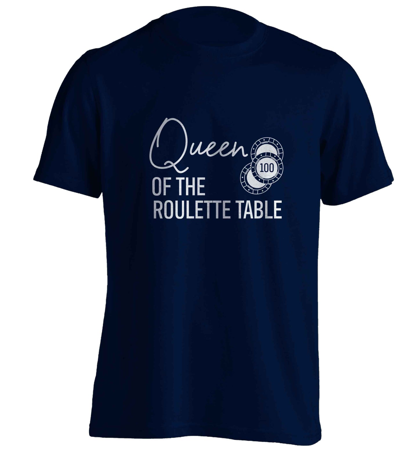 Queen of the roulette table adults unisex navy Tshirt 2XL