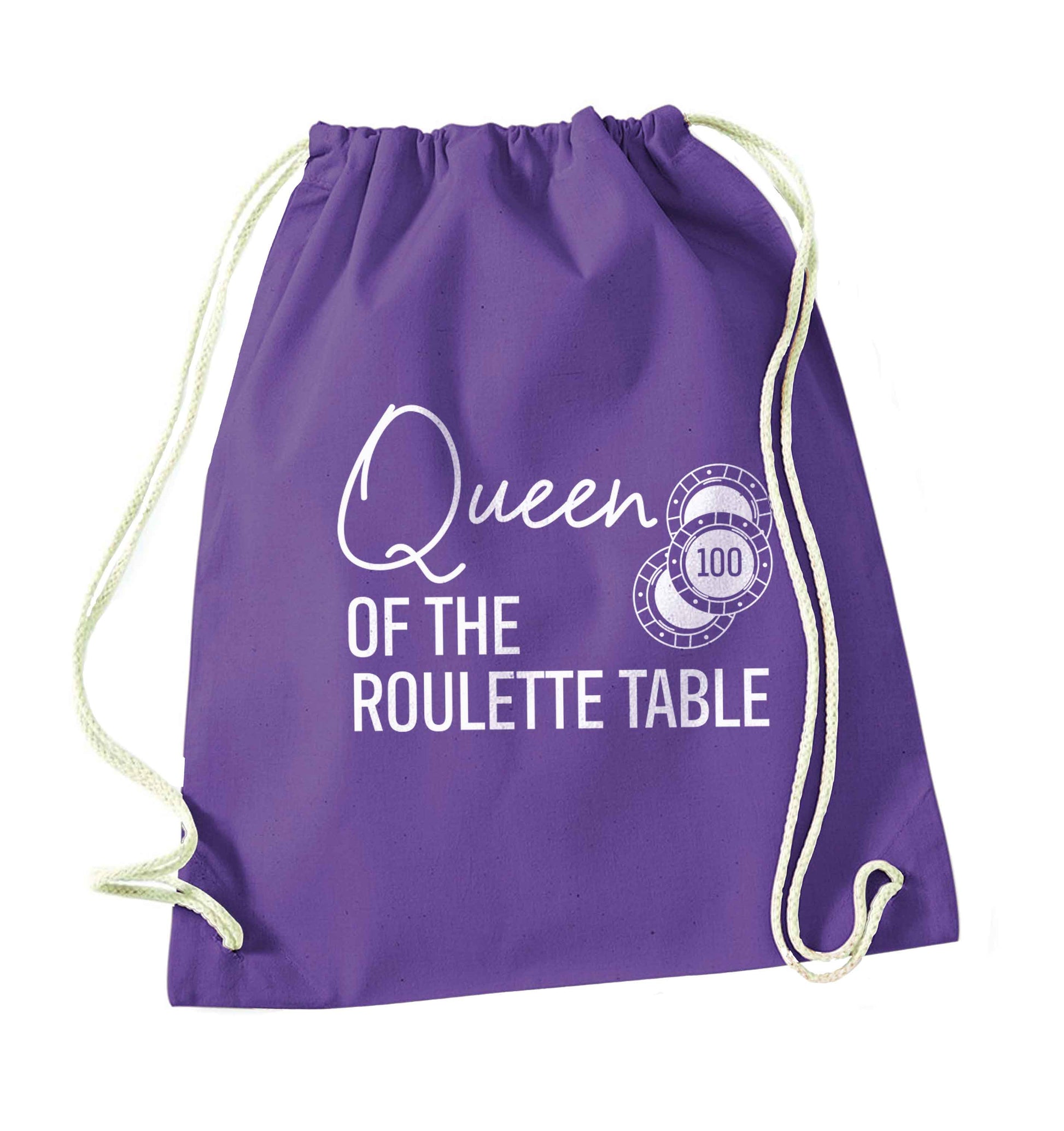 Queen of the roulette table purple drawstring bag