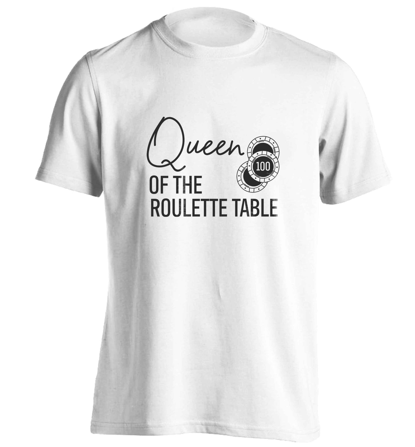 Queen of the roulette table adults unisex white Tshirt 2XL