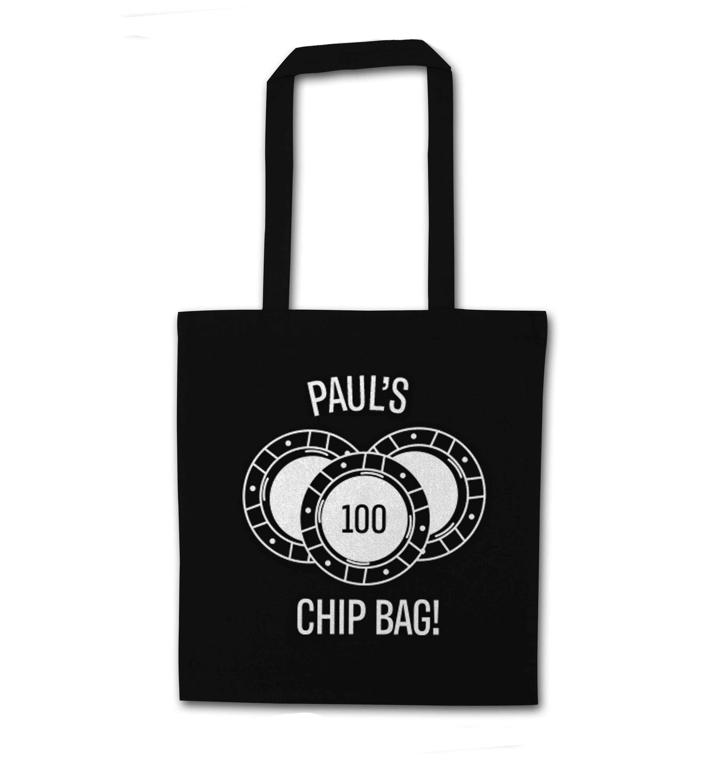 Personalised poker chip bag black tote bag