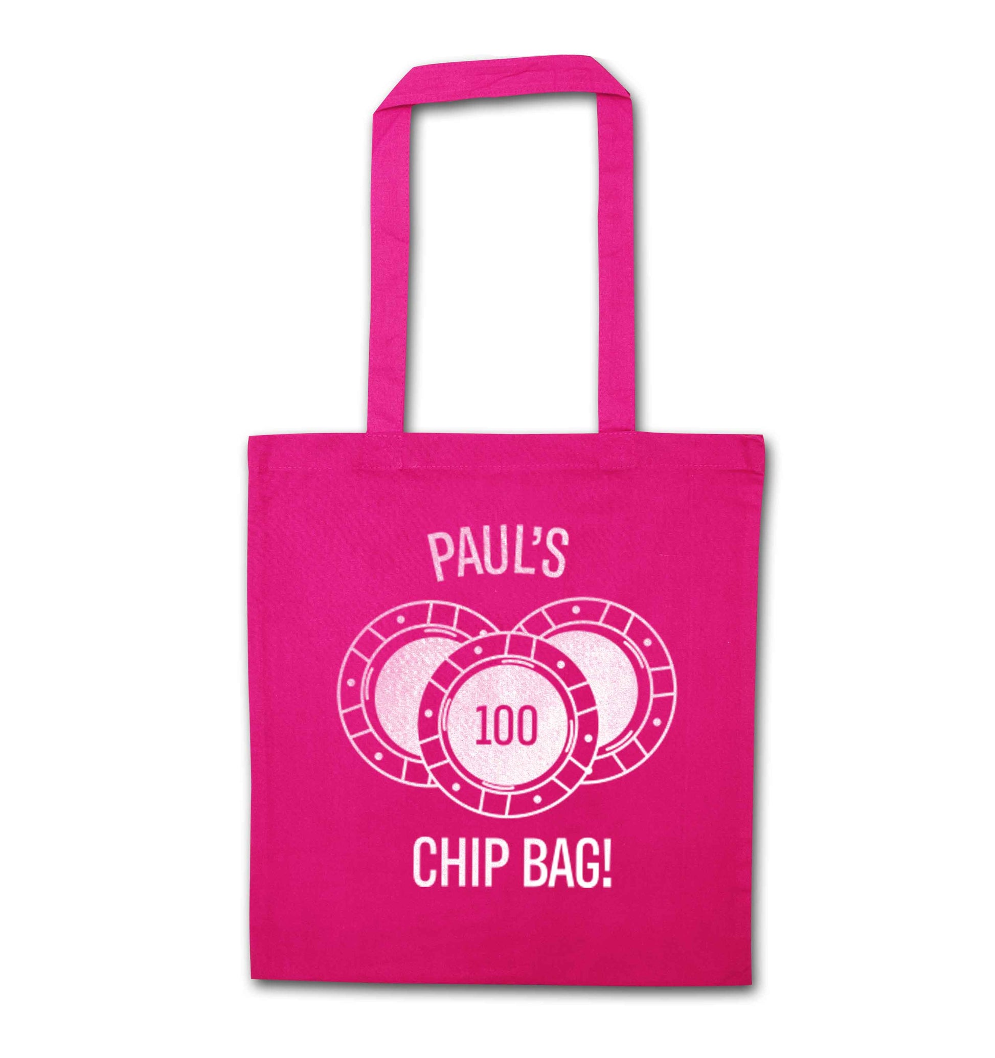 Personalised poker chip bag pink tote bag