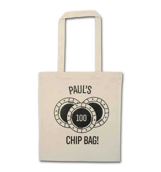 Personalised poker chip bag natural tote bag
