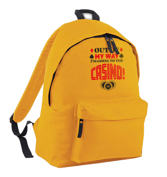 Out of my way I'm going to the casino mustard adults backpack