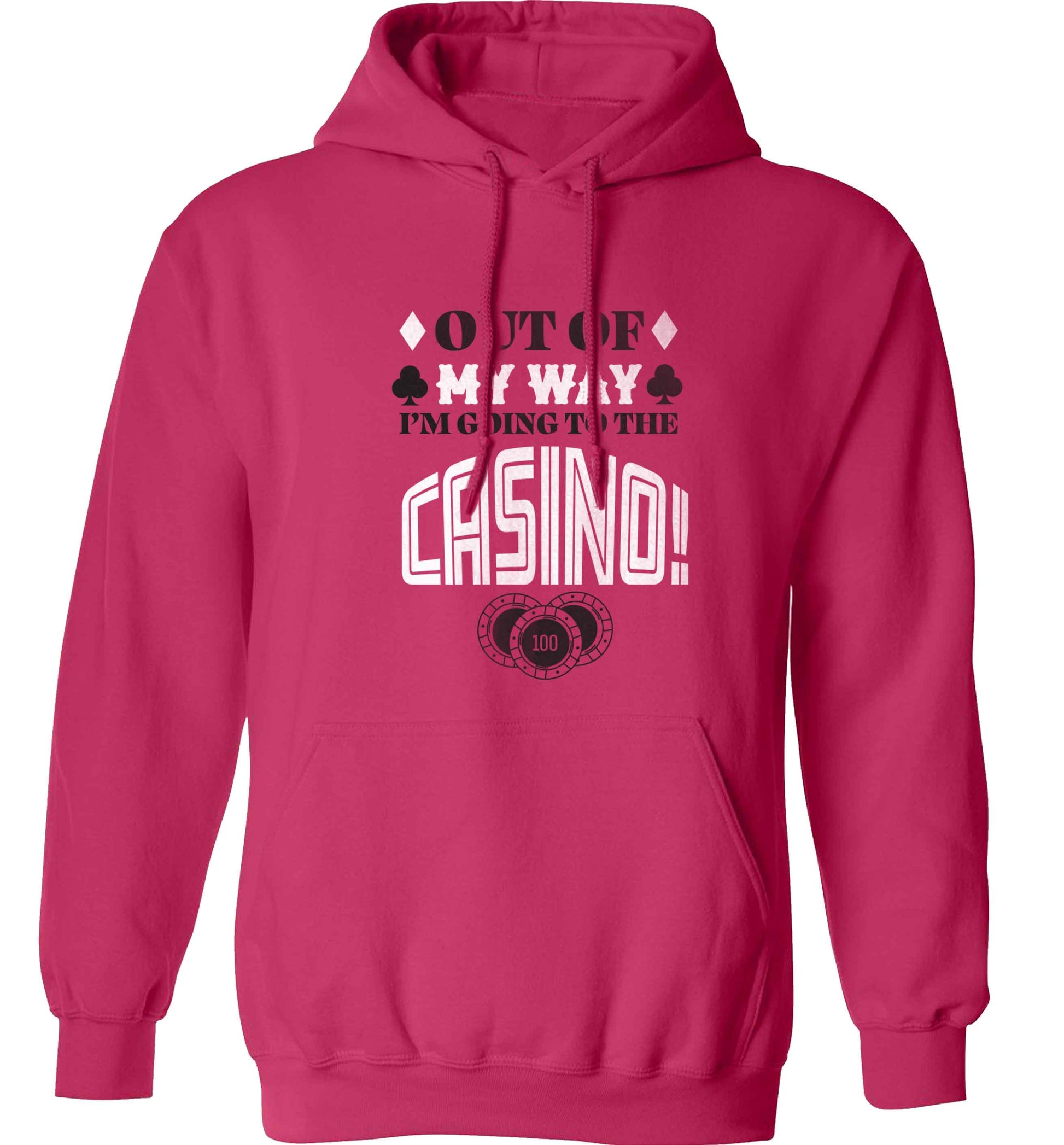 Out of my way I'm going to the casino adults unisex pink hoodie 2XL