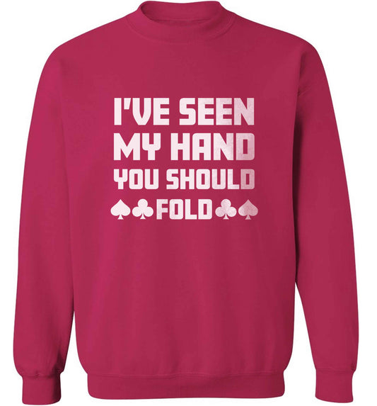 I've seen my hand you should fold adult's unisex pink sweater 2XL