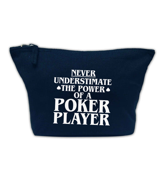 Never understimate the power of a poker player navy makeup bag