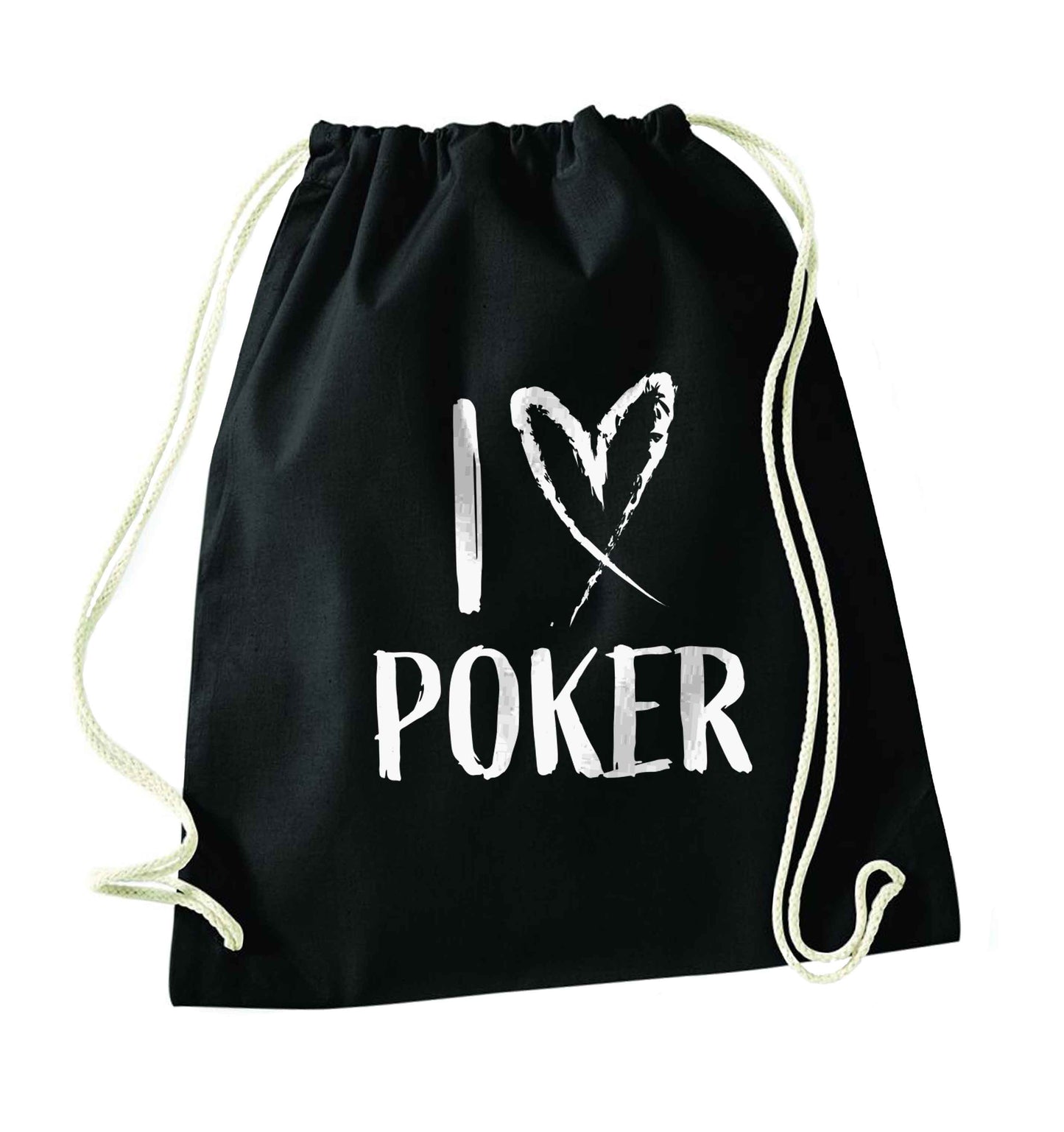 I love poker black drawstring bag