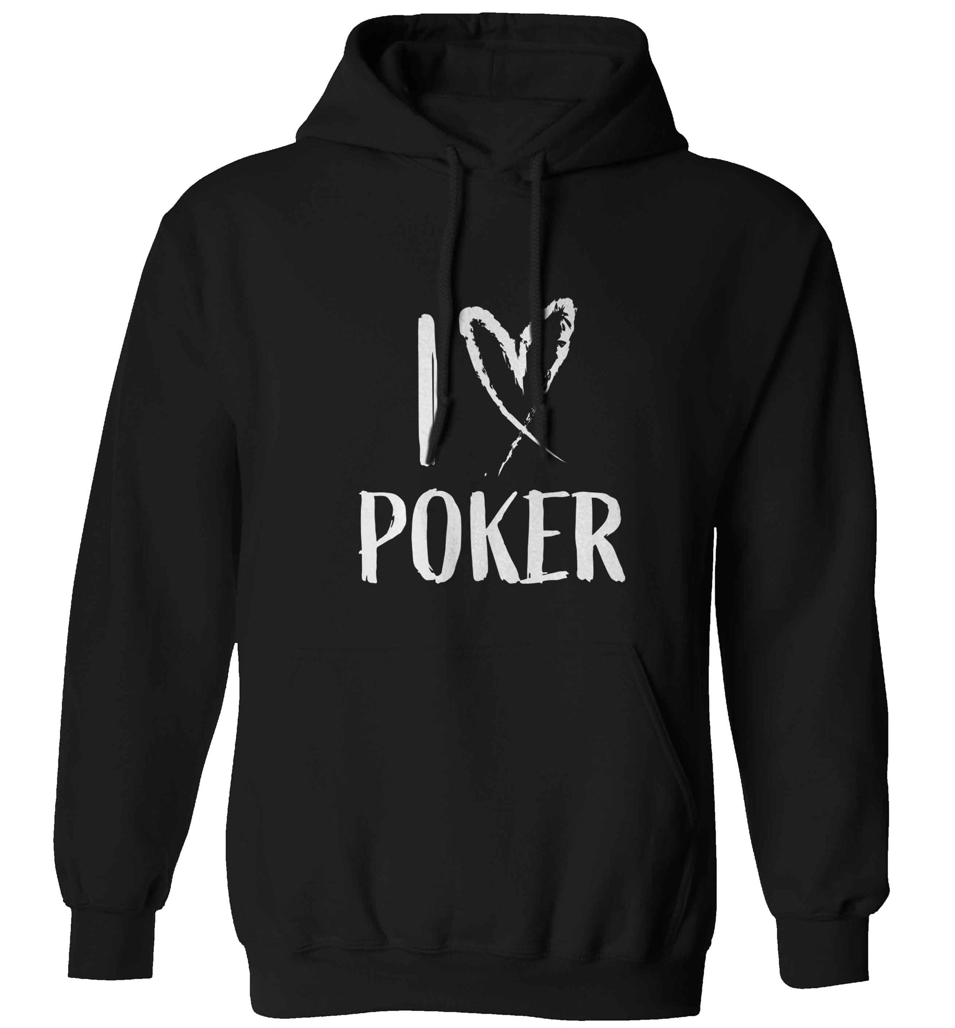 I love poker adults unisex black hoodie 2XL