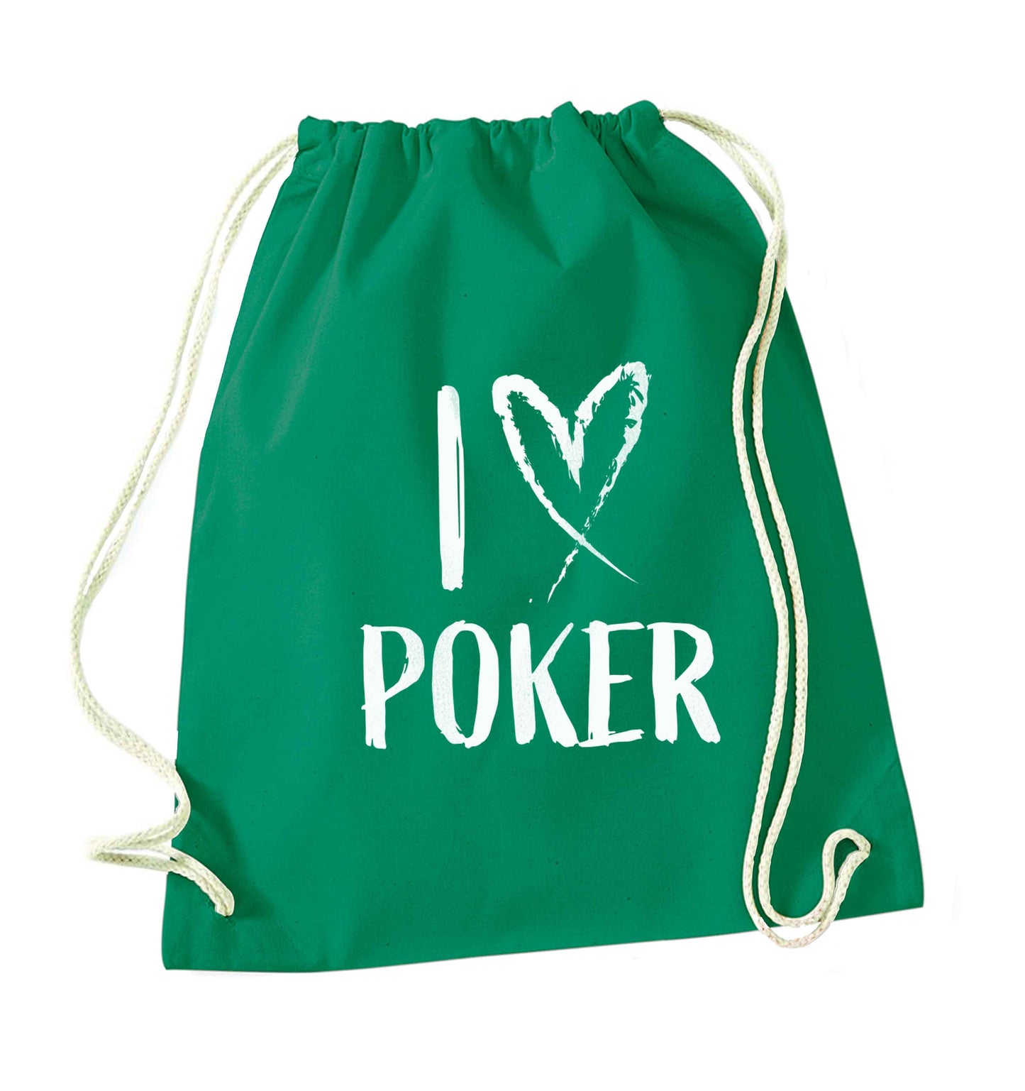I love poker green drawstring bag