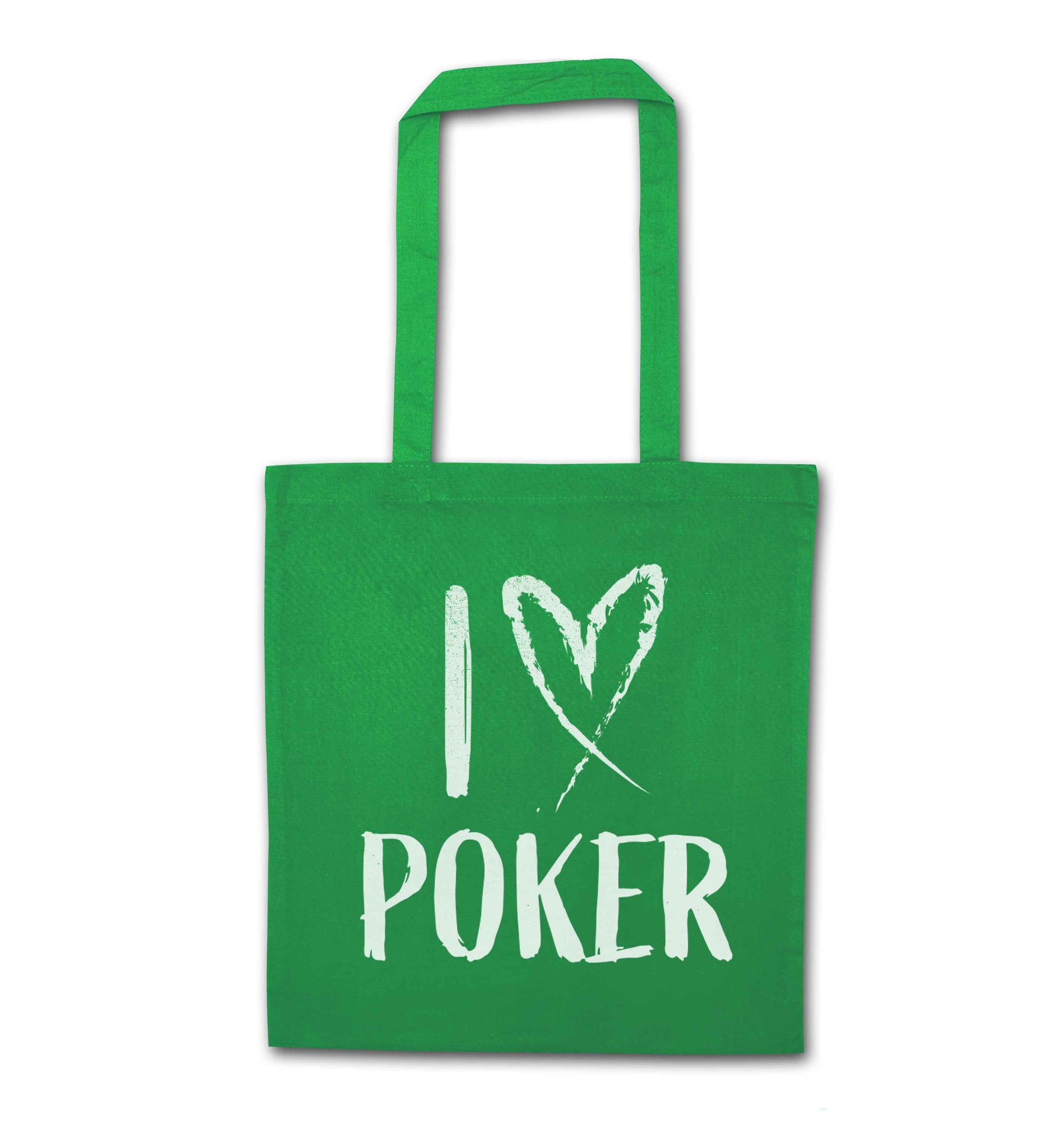 I love poker green tote bag