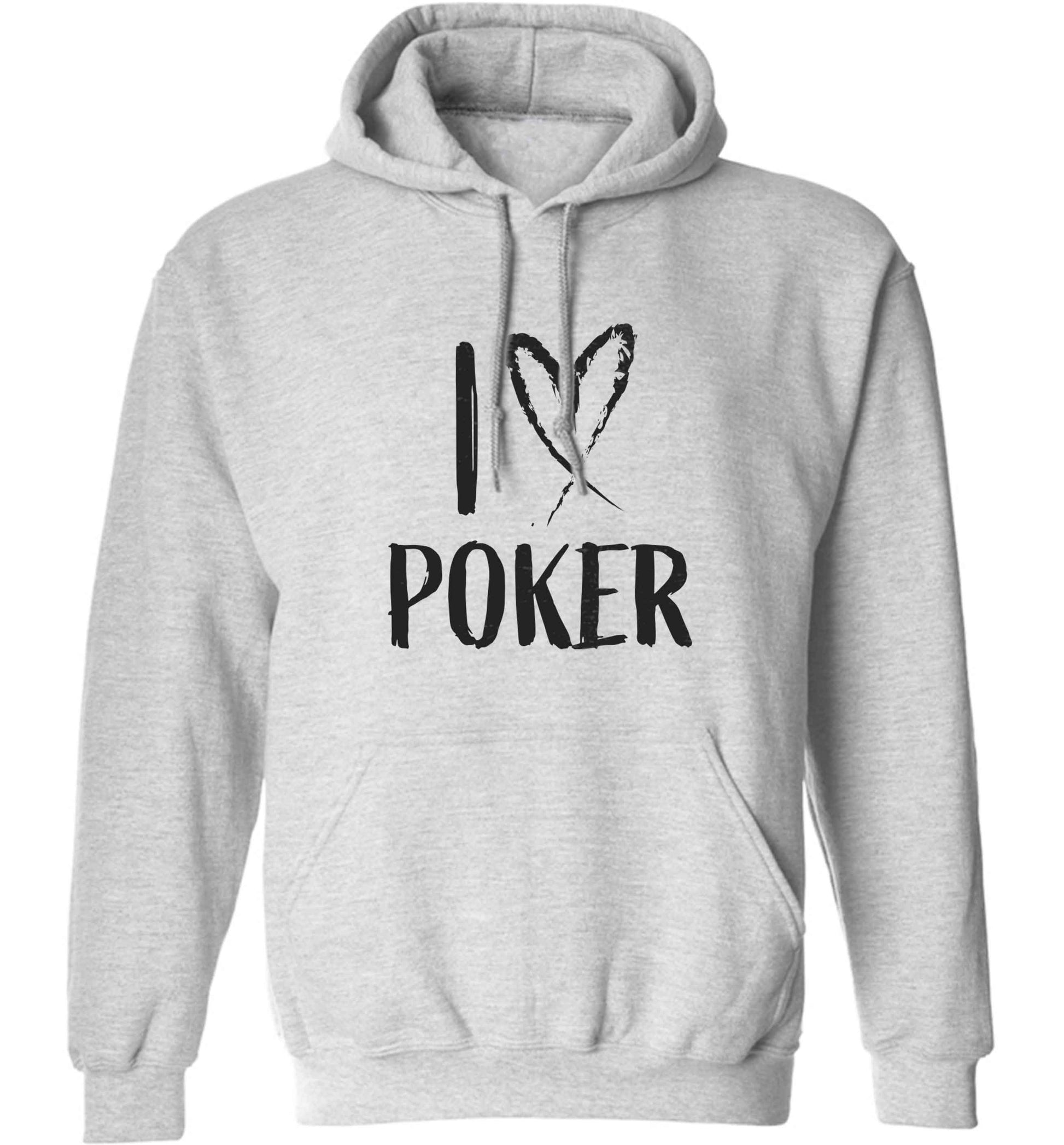 I love poker adults unisex grey hoodie 2XL