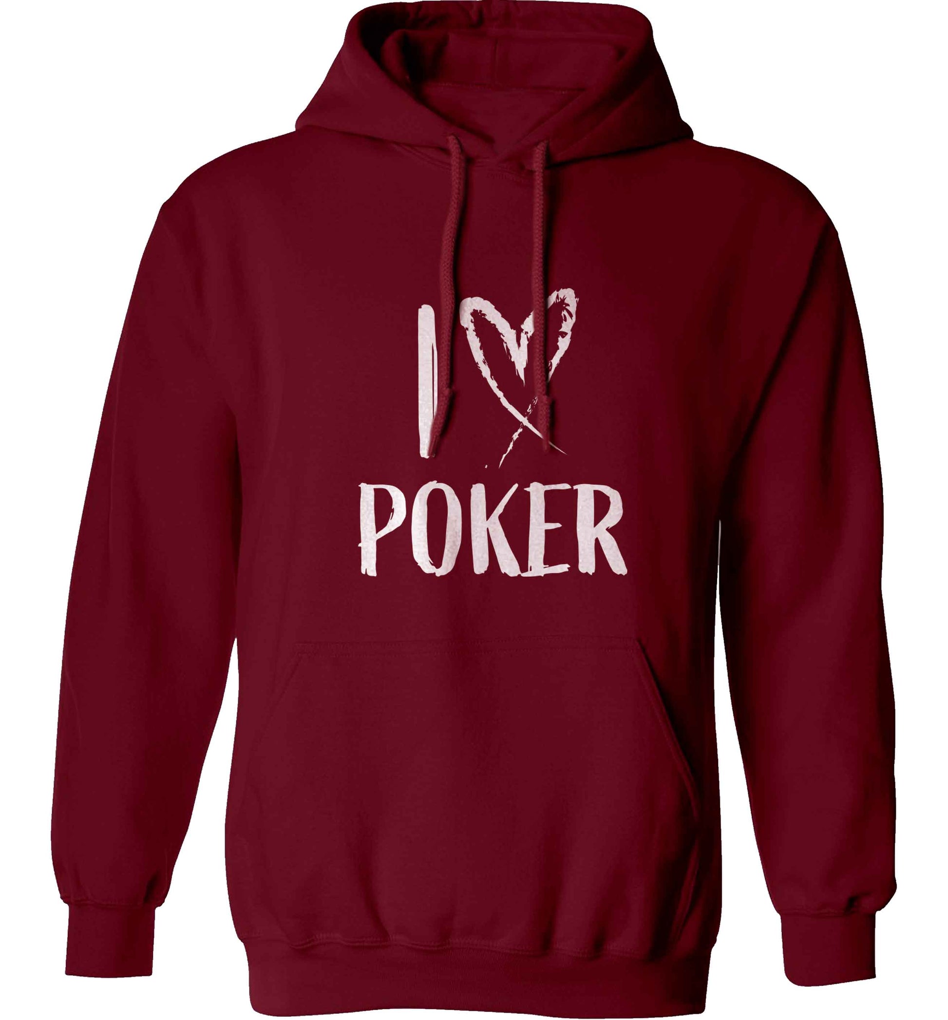 I love poker adults unisex maroon hoodie 2XL