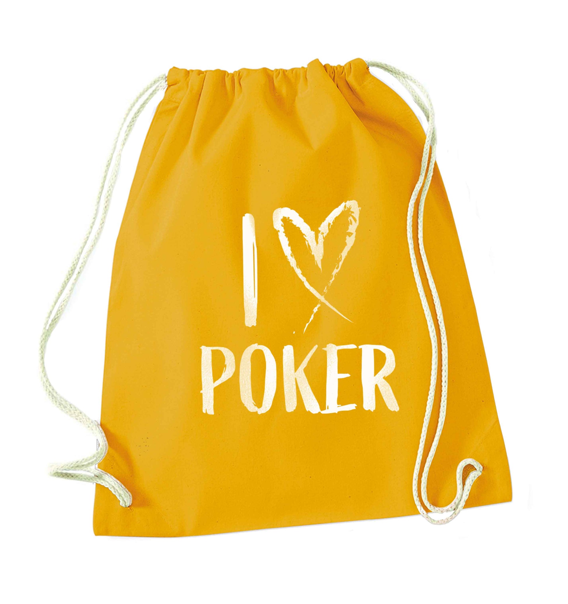 I love poker mustard drawstring bag
