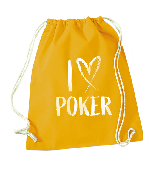 I love poker mustard drawstring bag