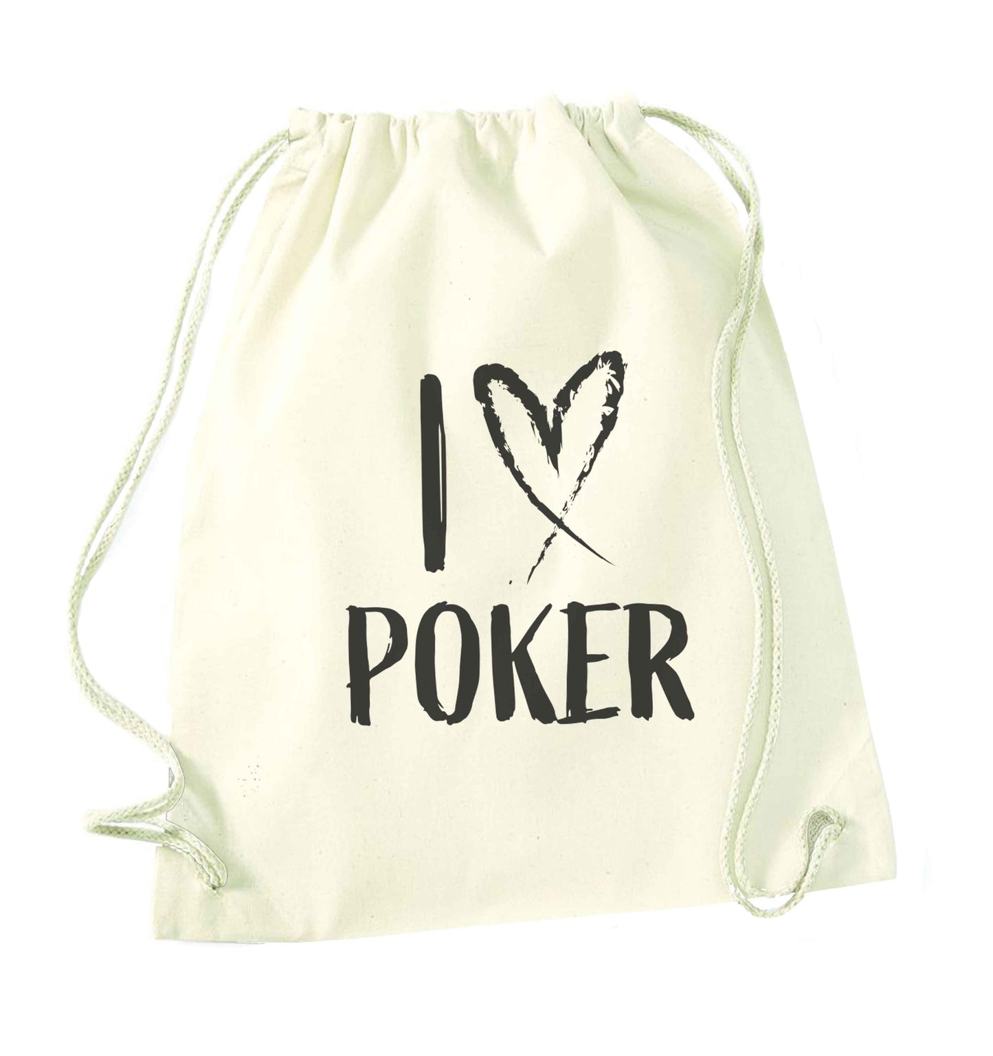 I love poker natural drawstring bag