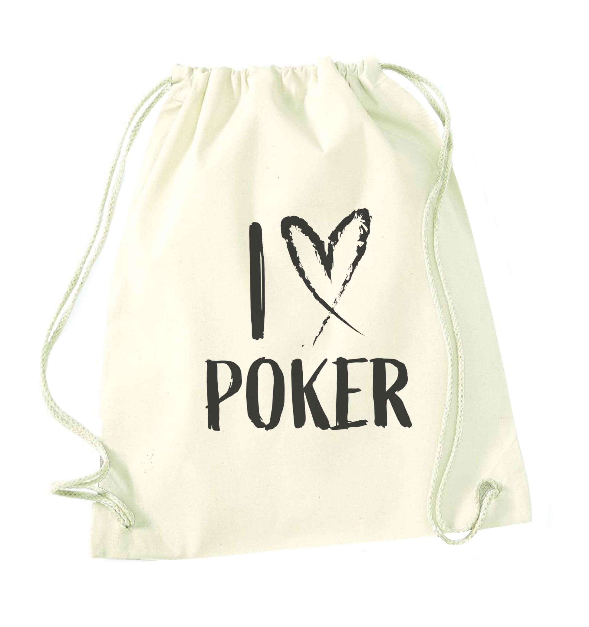 I love poker natural drawstring bag