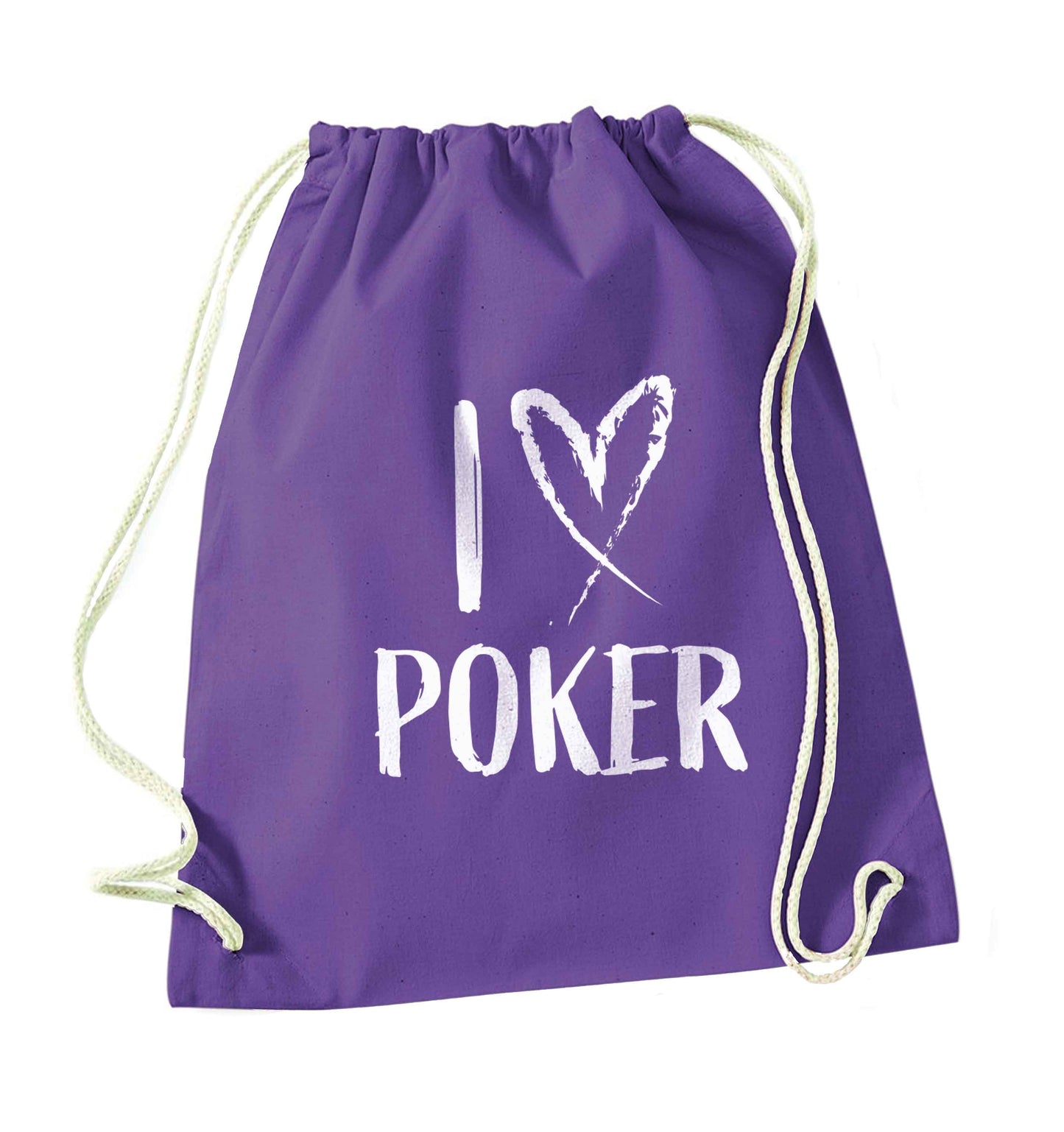 I love poker purple drawstring bag