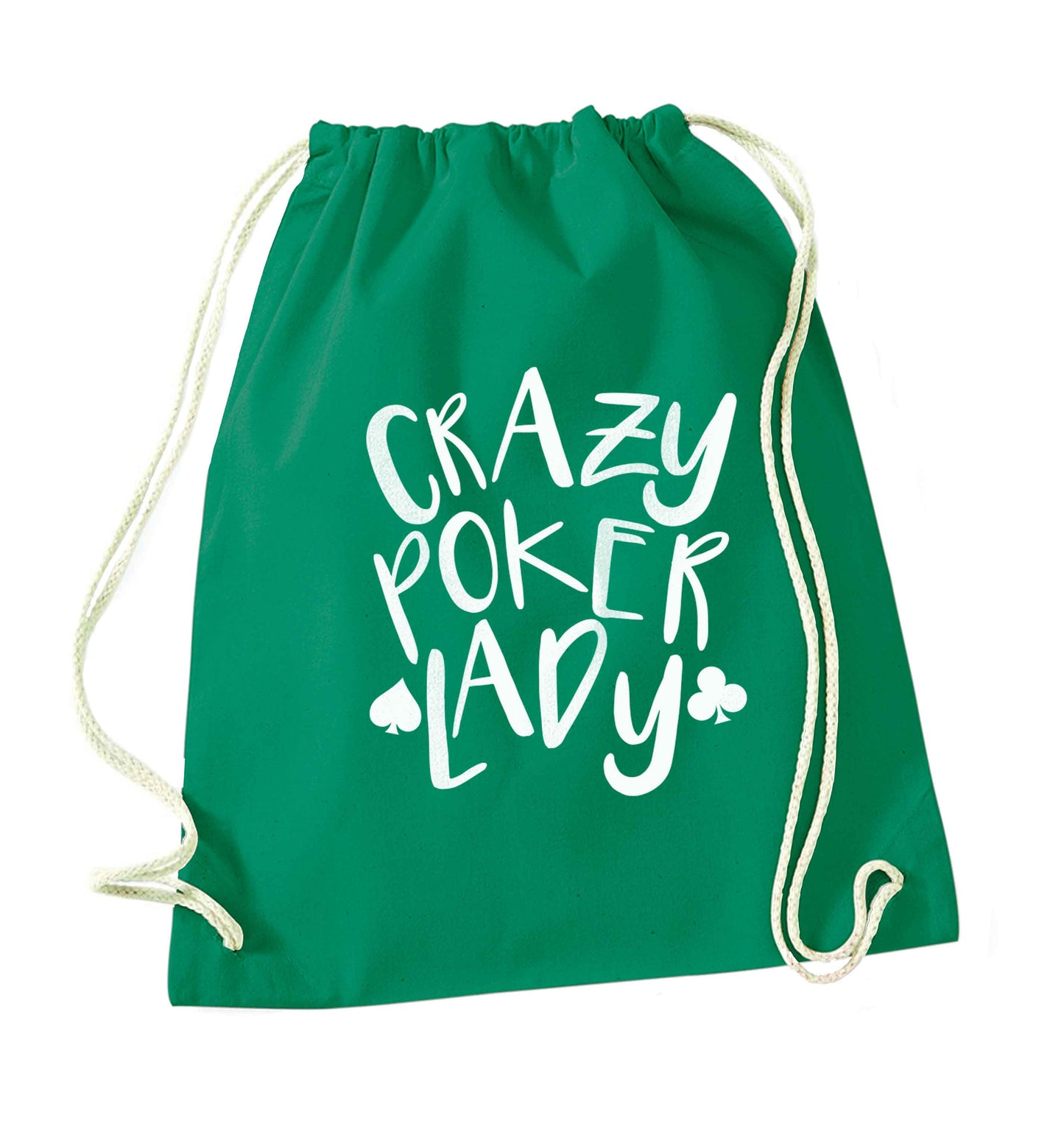 Crazy poker lady green drawstring bag