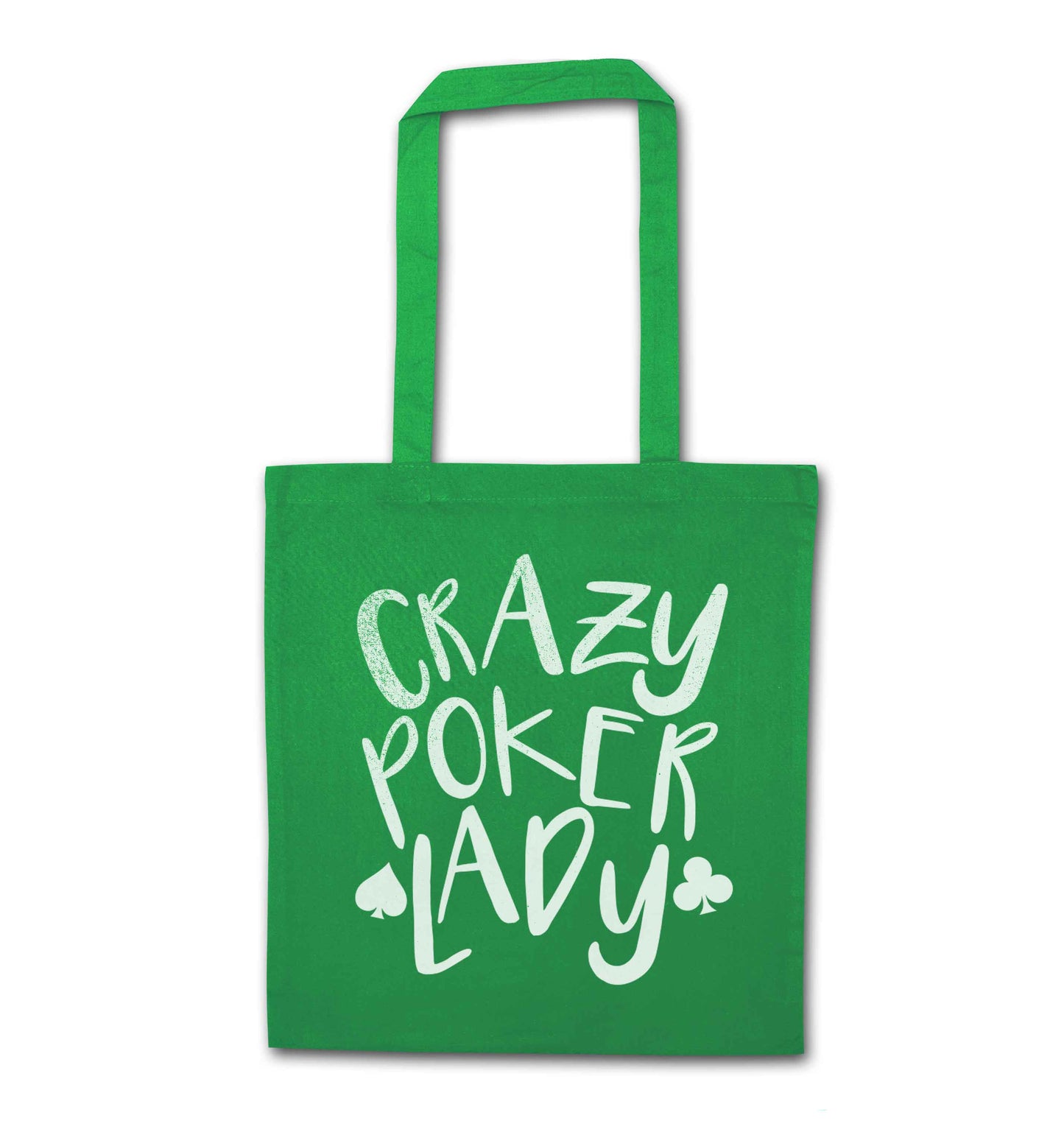 Crazy poker lady green tote bag